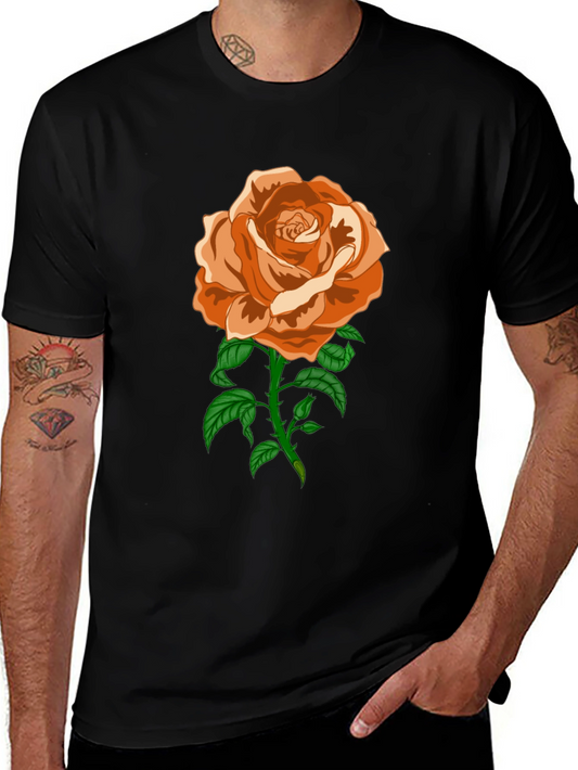 Rose Graphic T-Shirt - Casual Black Tee