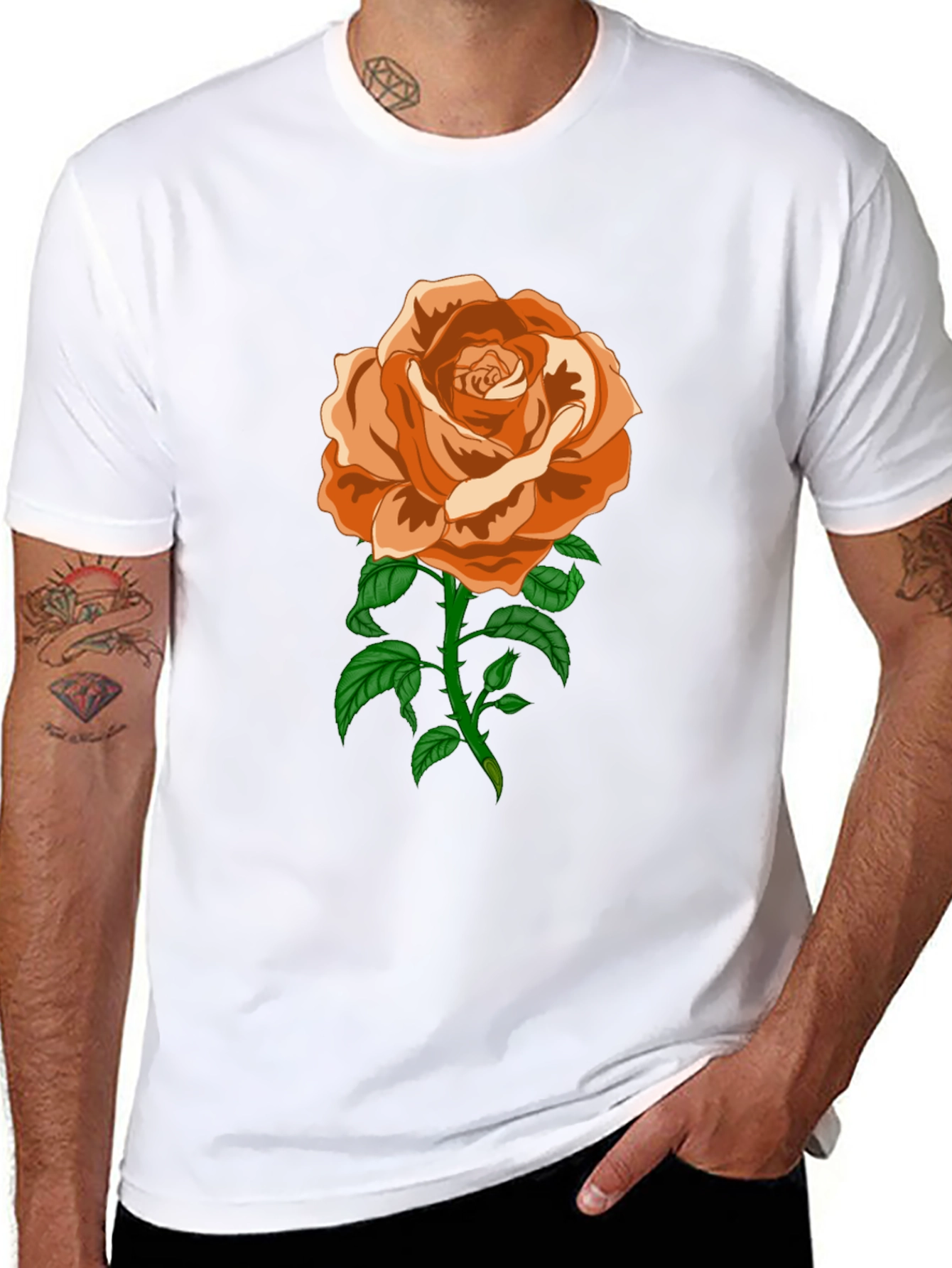 Rose Graphic T-Shirt - Casual Black Tee