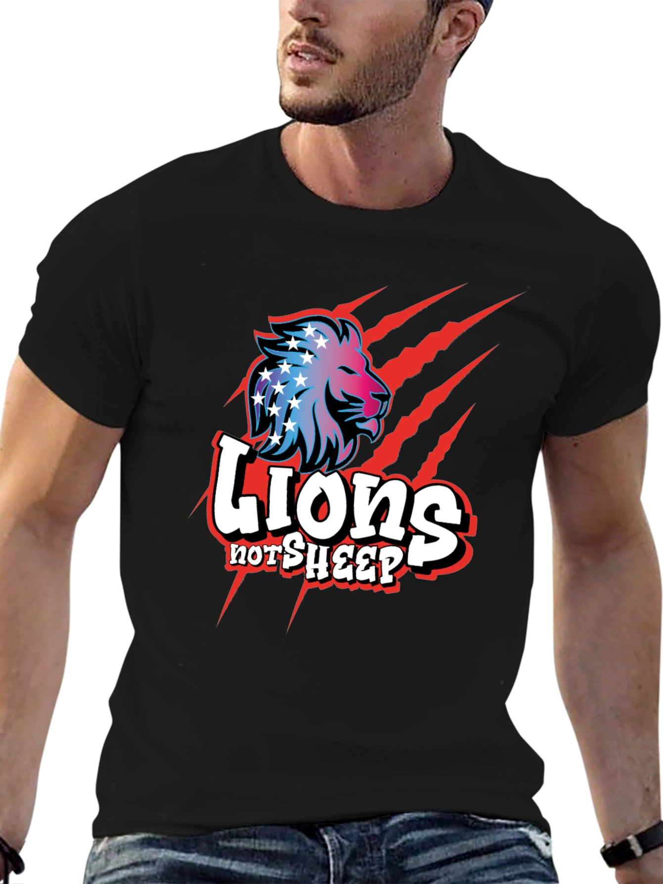 Lions Not Sheep Graphic Tee - Patriotic Design