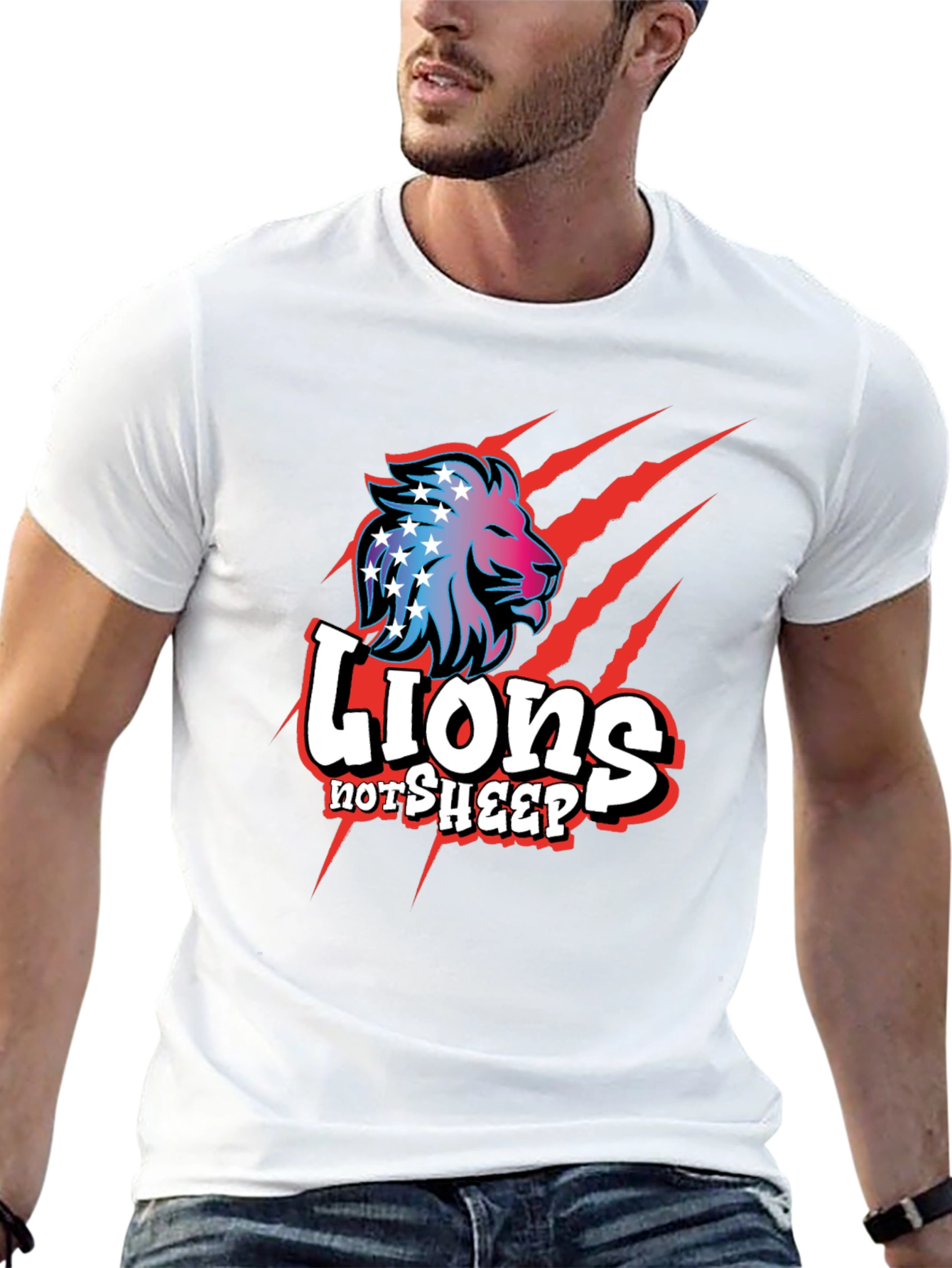 Lions Not Sheep Graphic Tee - Patriotic Design