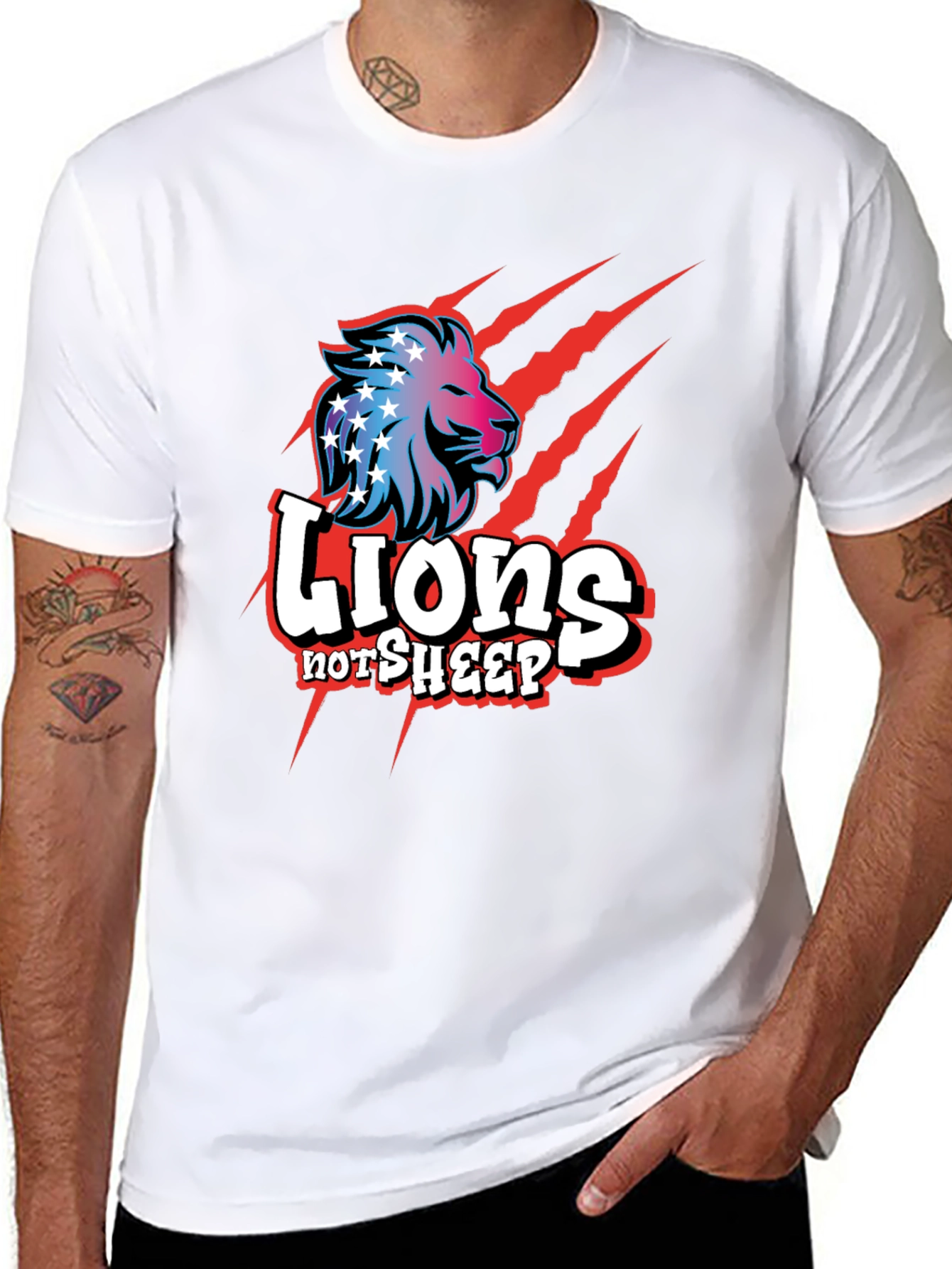 Lions Not Sheep Graphic Tee - Patriotic Design