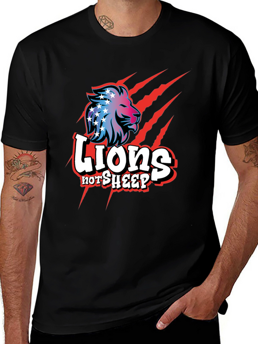Lions Not Sheep Graphic Tee - Patriotic Design