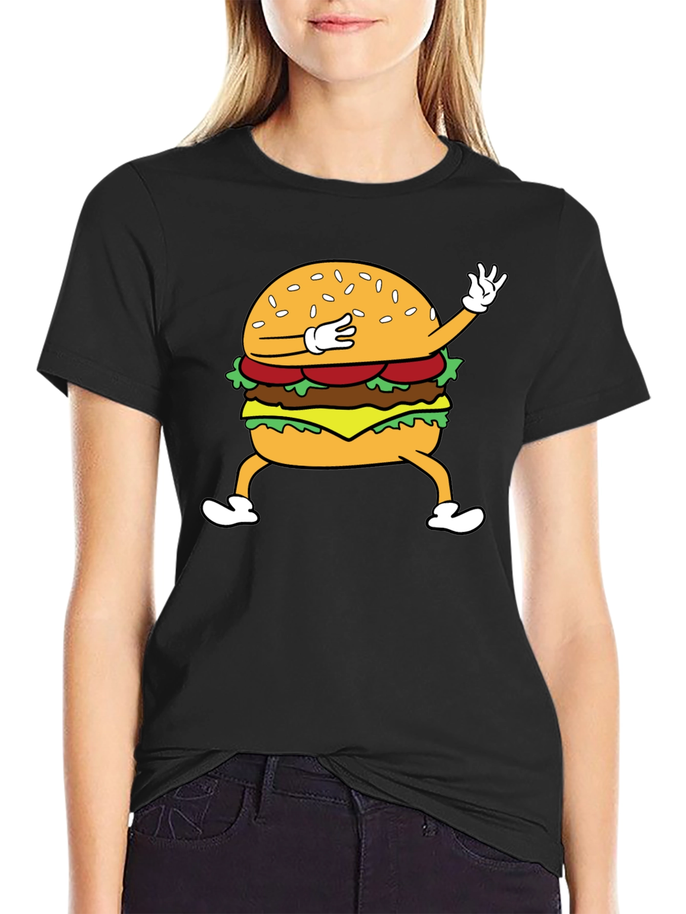 Dabbing Burger Graphic Tee - Funny Food T-Shirt