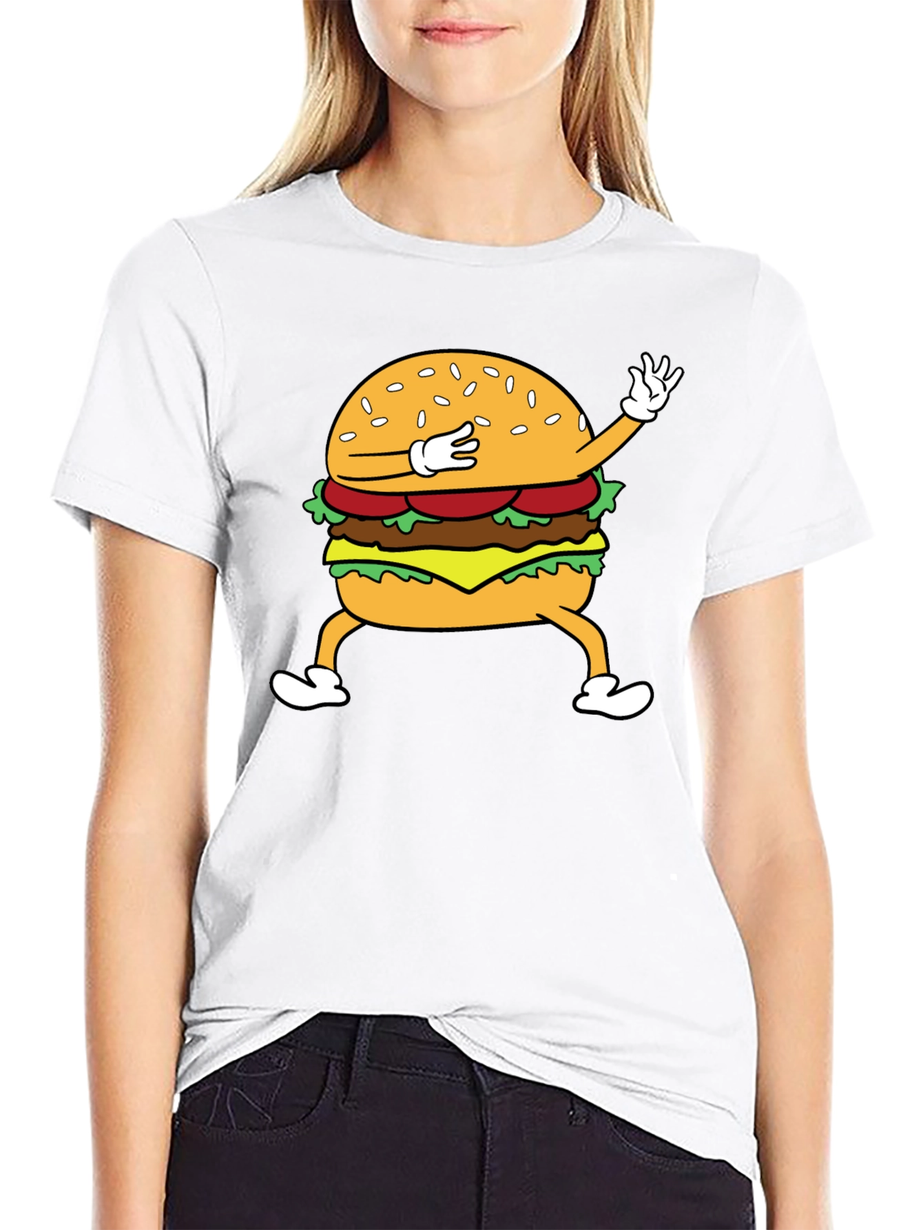 Dabbing Burger Graphic Tee - Funny Food T-Shirt