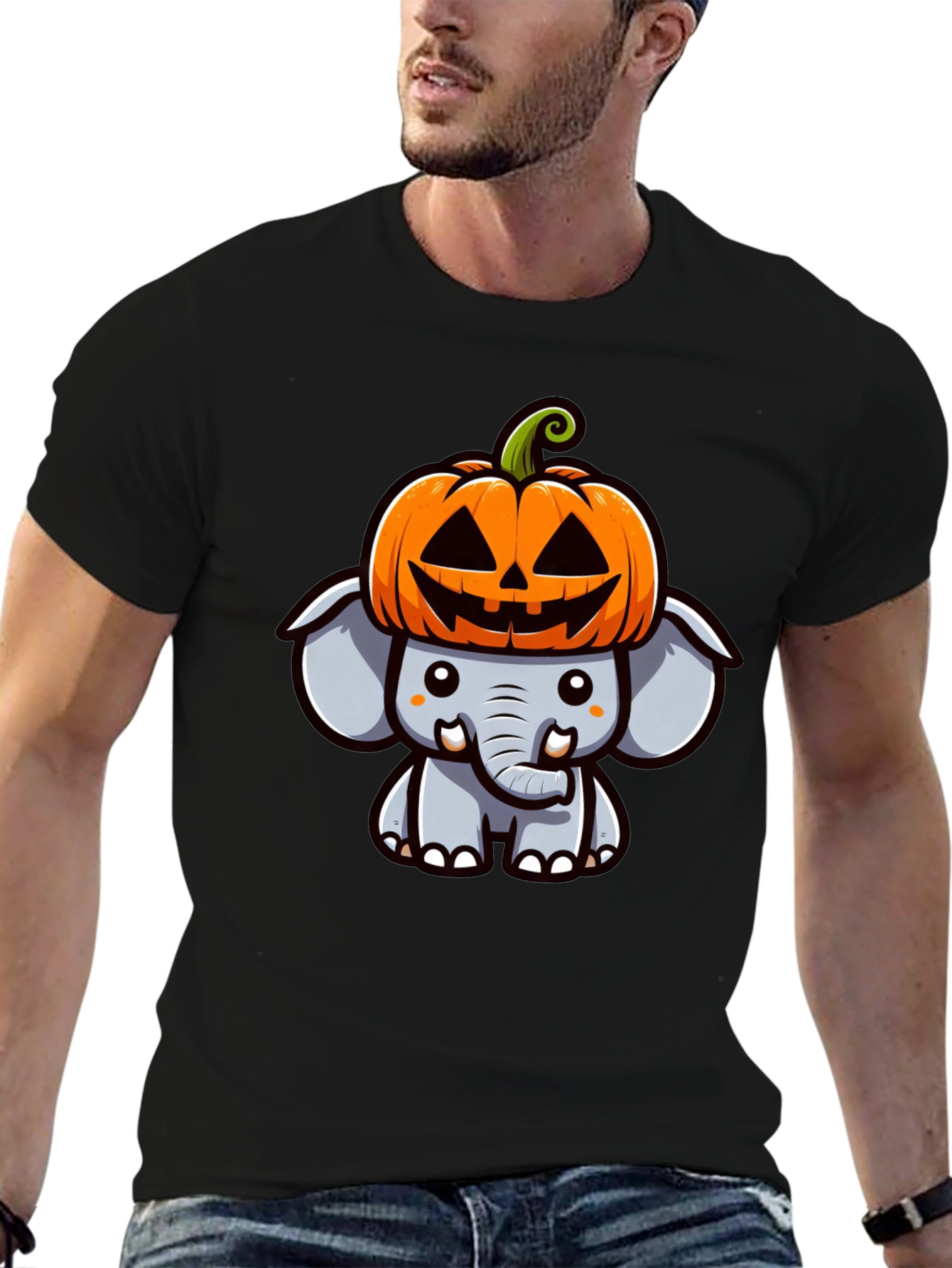 Cute Halloween Elephant Pumpkin Hat T-Shirt