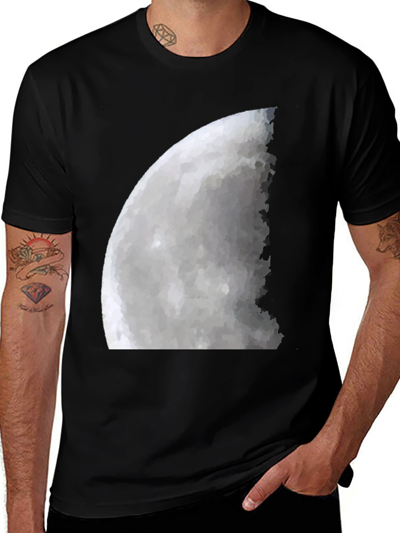 Lunar Phase Graphic Tee - Mens Black T-Shirt