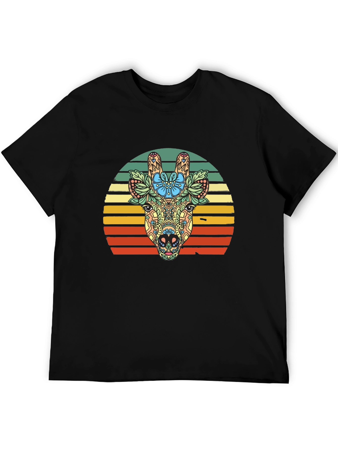 Floral Giraffe Sunset Graphic Tee