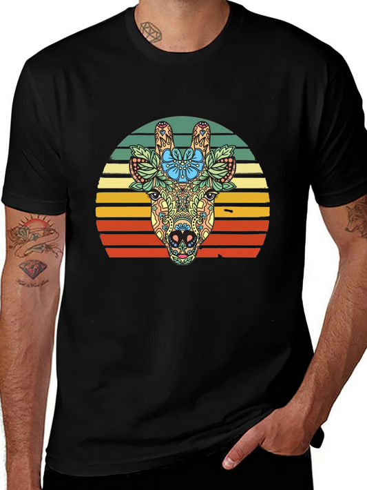 Floral Giraffe Sunset Graphic Tee