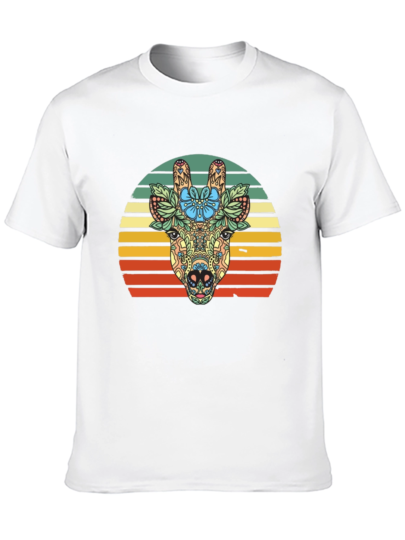 Floral Giraffe Sunset Graphic Tee