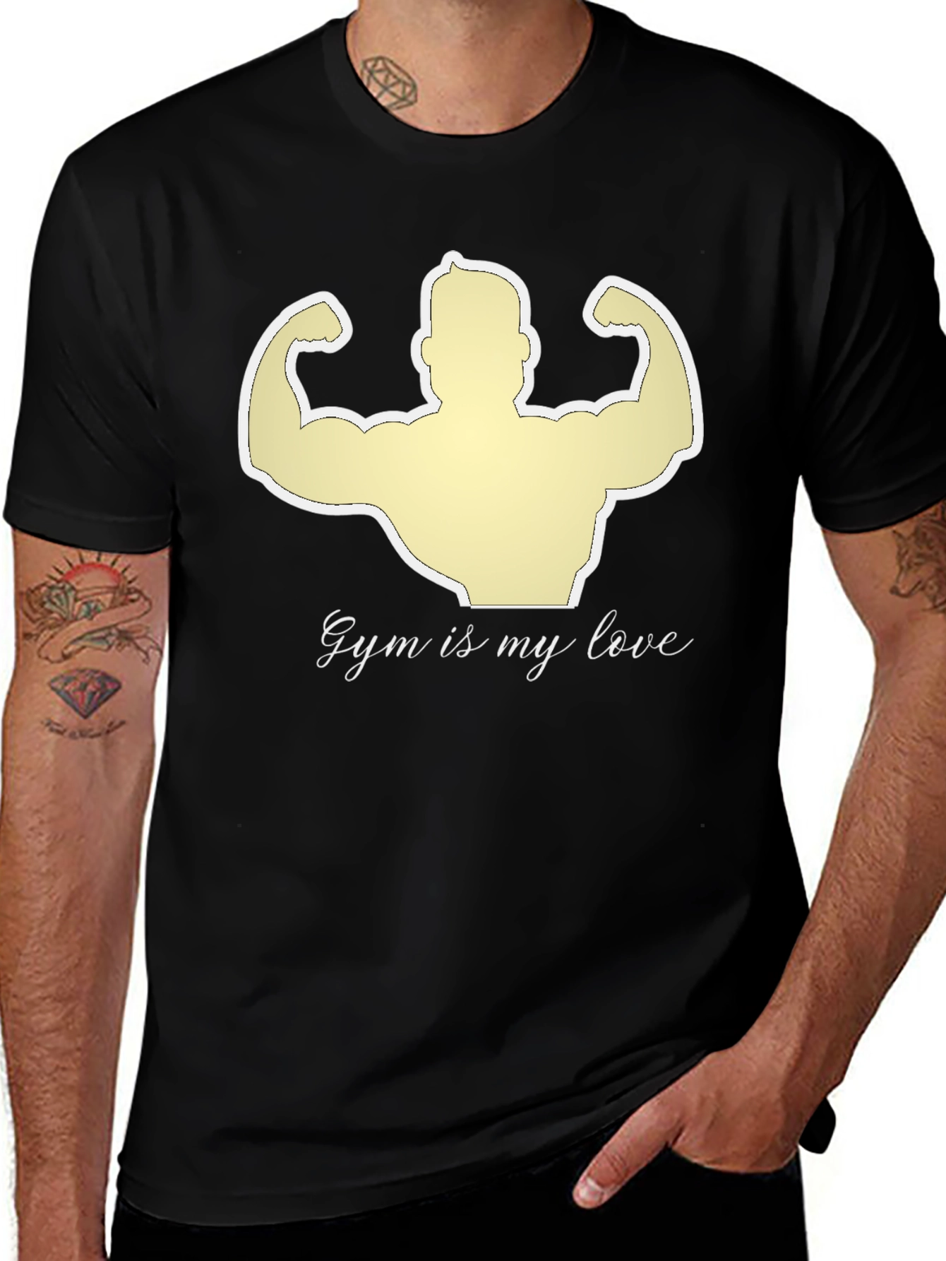 Gym is My Love Black Graphic T-Shirt