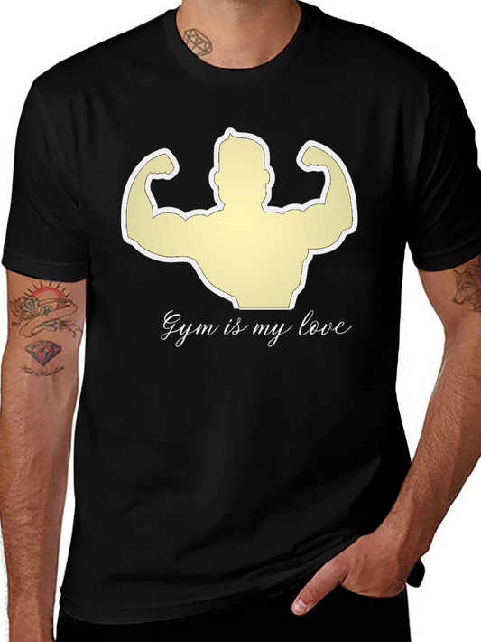 Gym is My Love Black Graphic T-Shirt