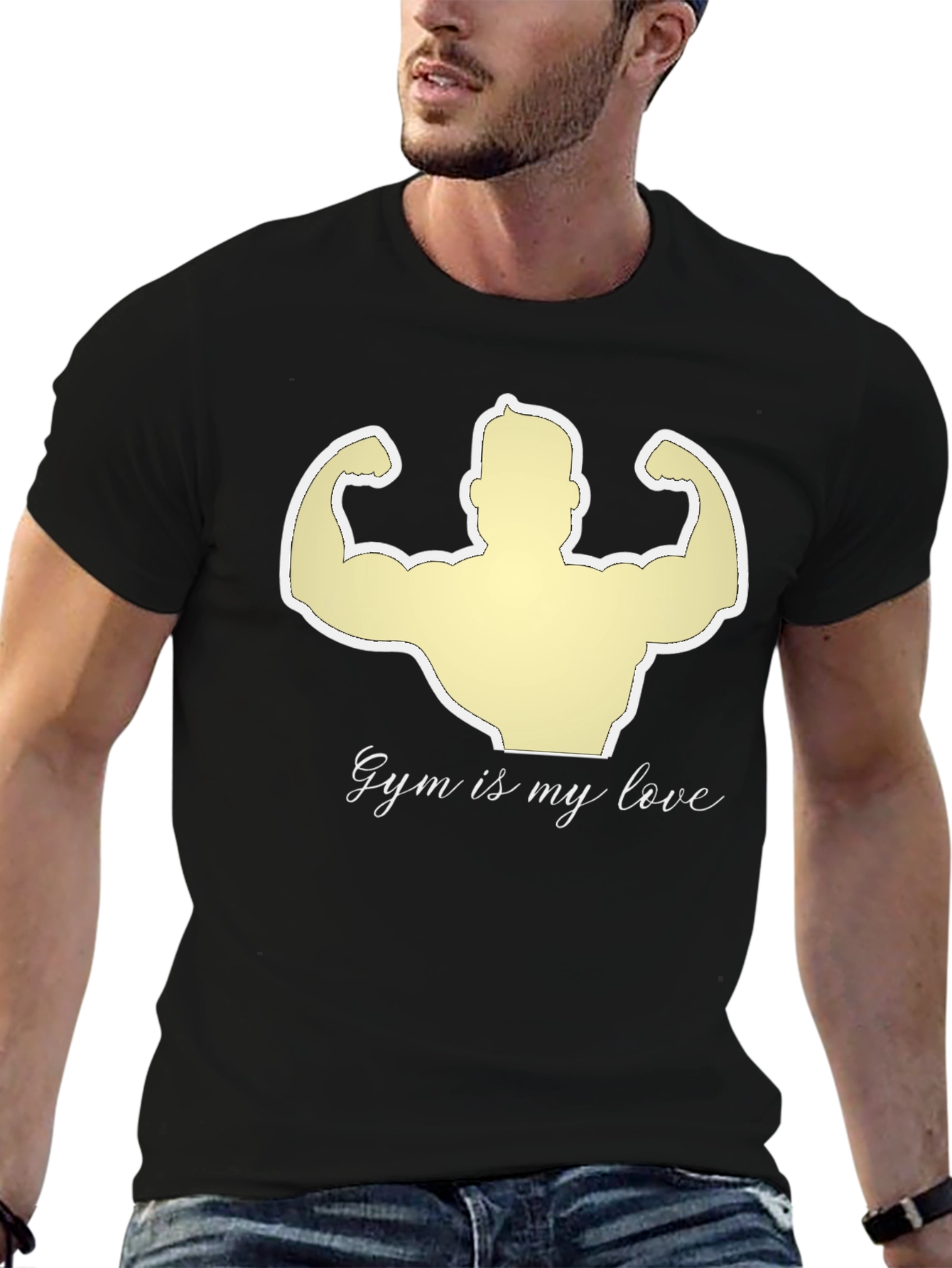 Gym is My Love Black Graphic T-Shirt