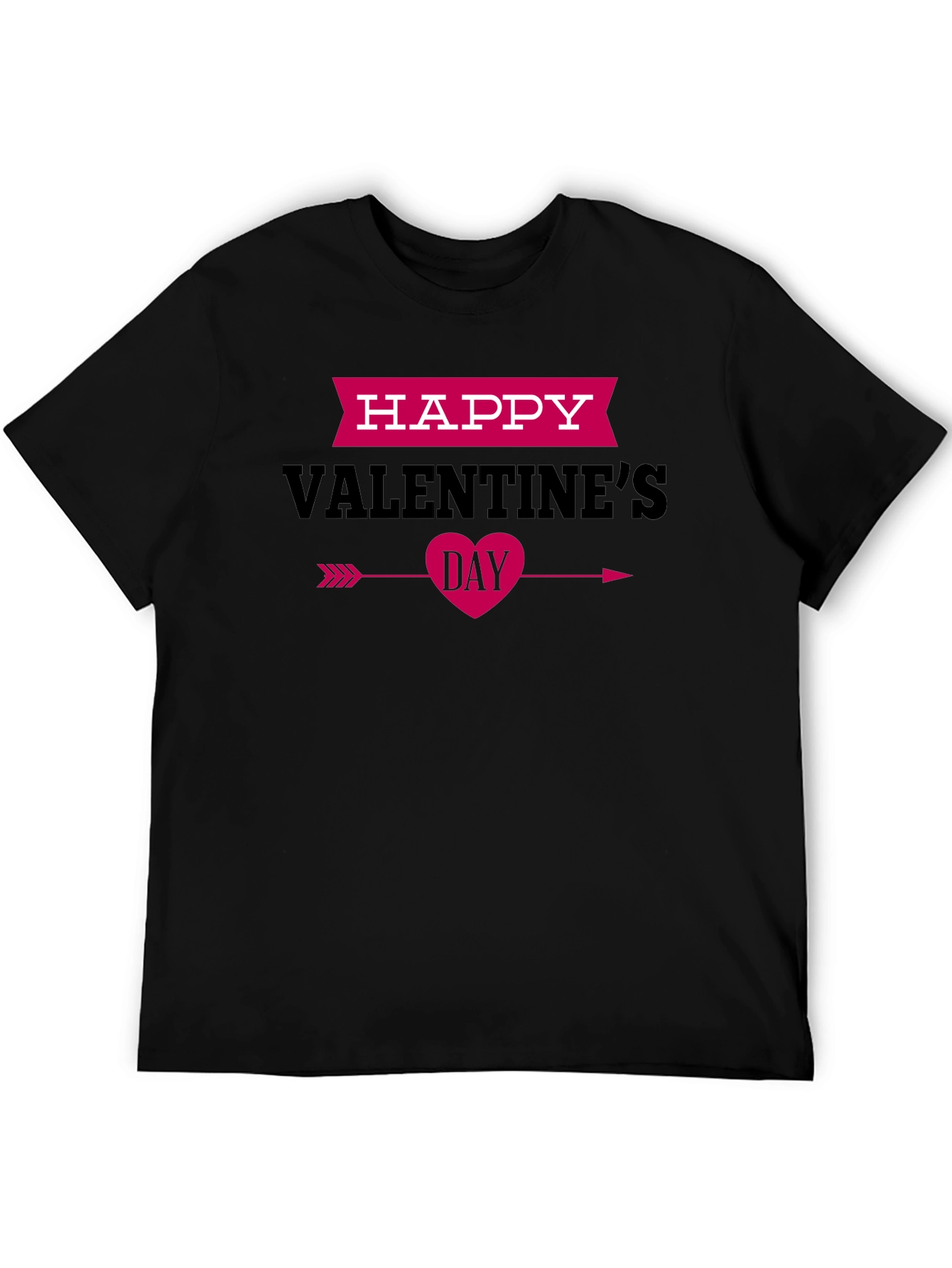 Happy Valentines Day Black Graphic Tee