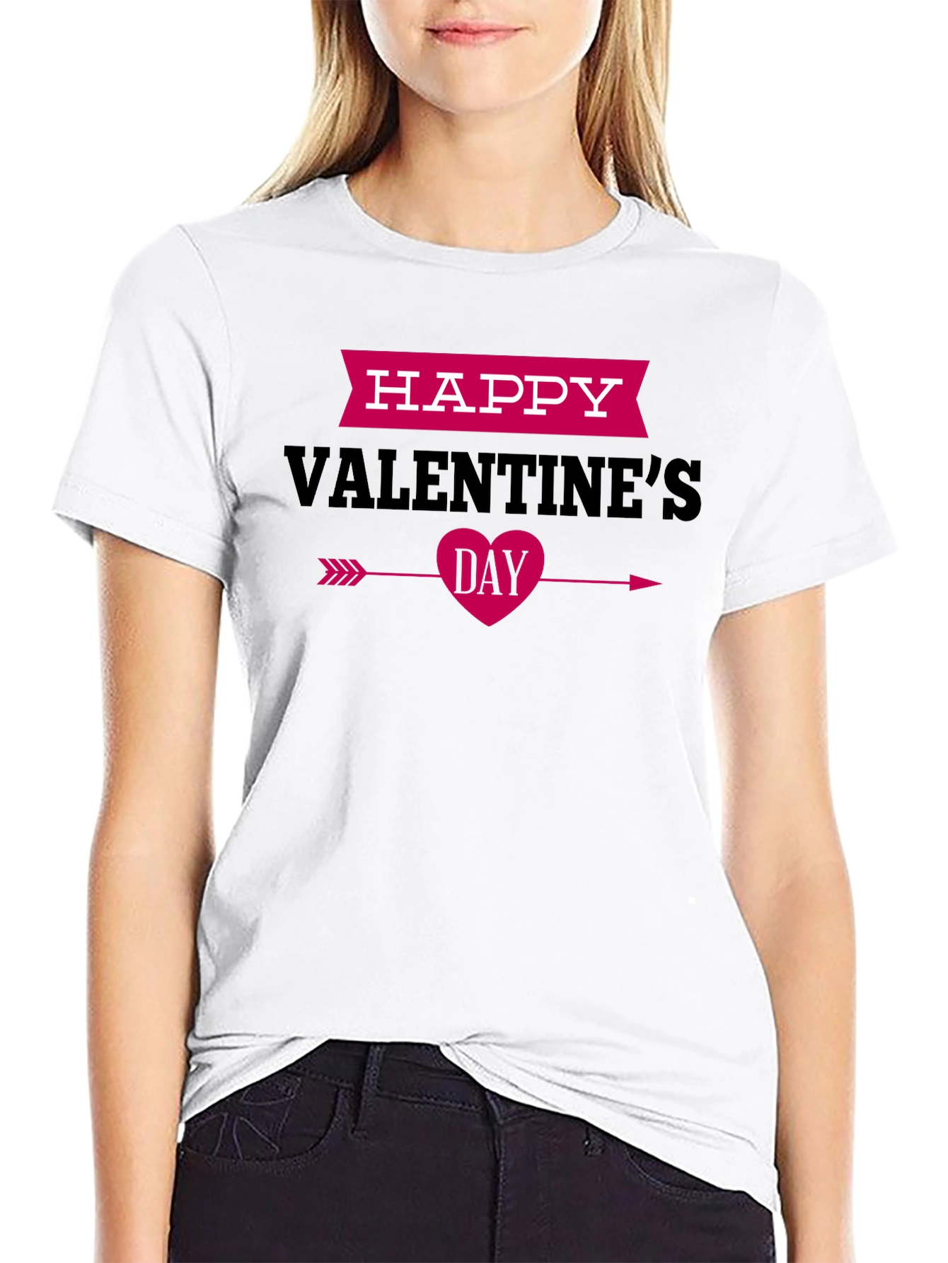Happy Valentines Day Black Graphic Tee