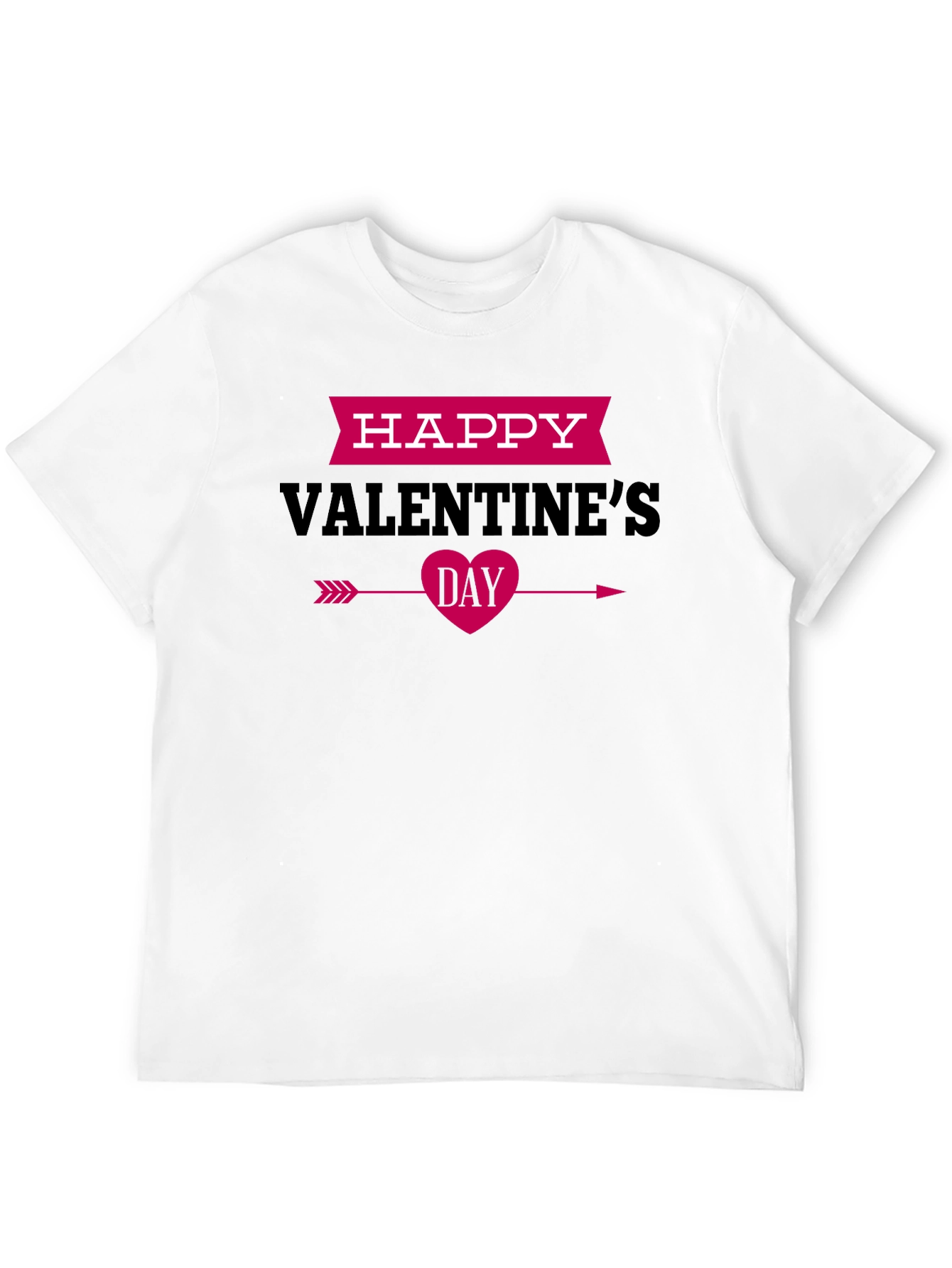 Happy Valentines Day Black Graphic Tee