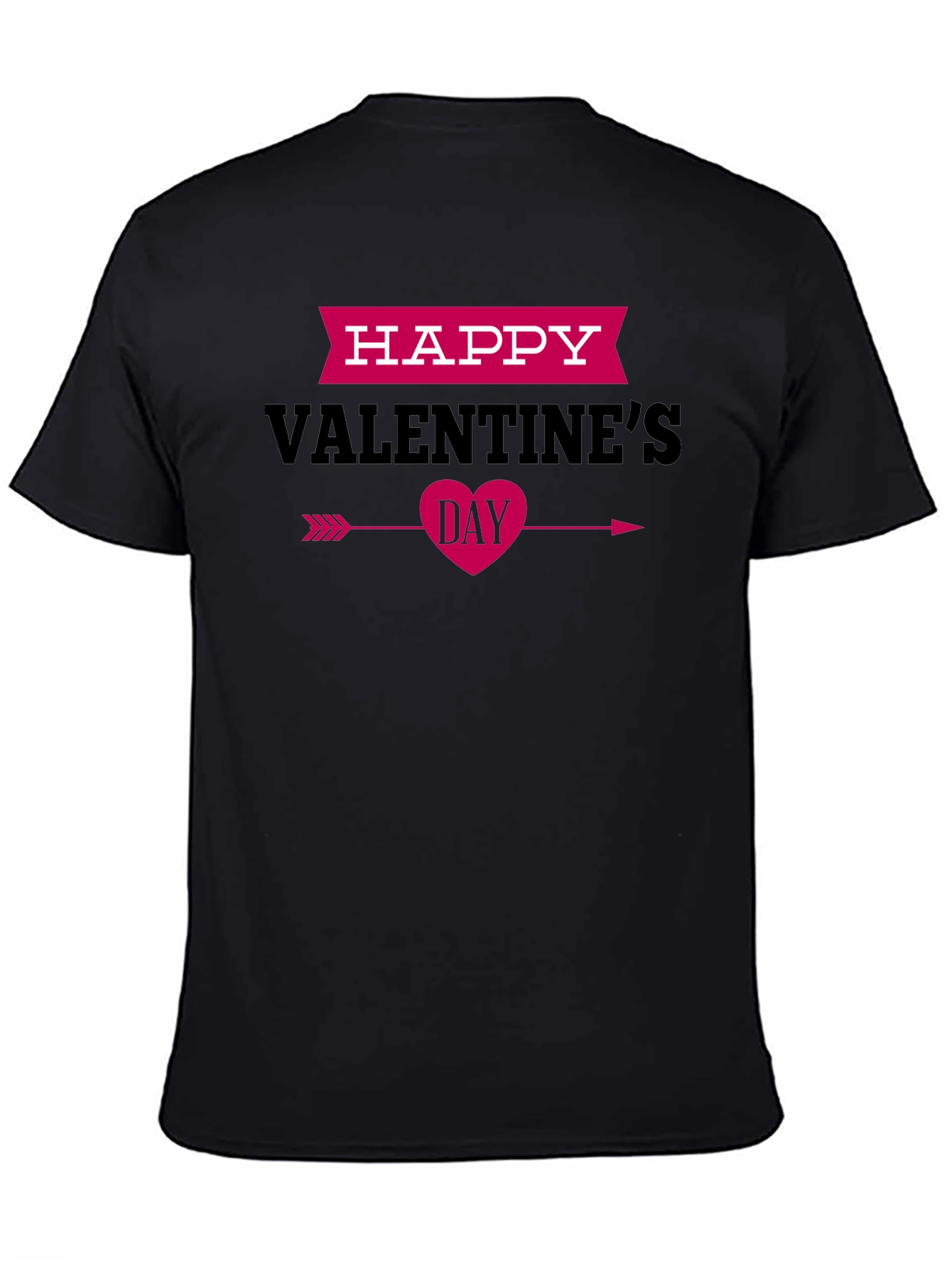Happy Valentines Day Black Graphic Tee