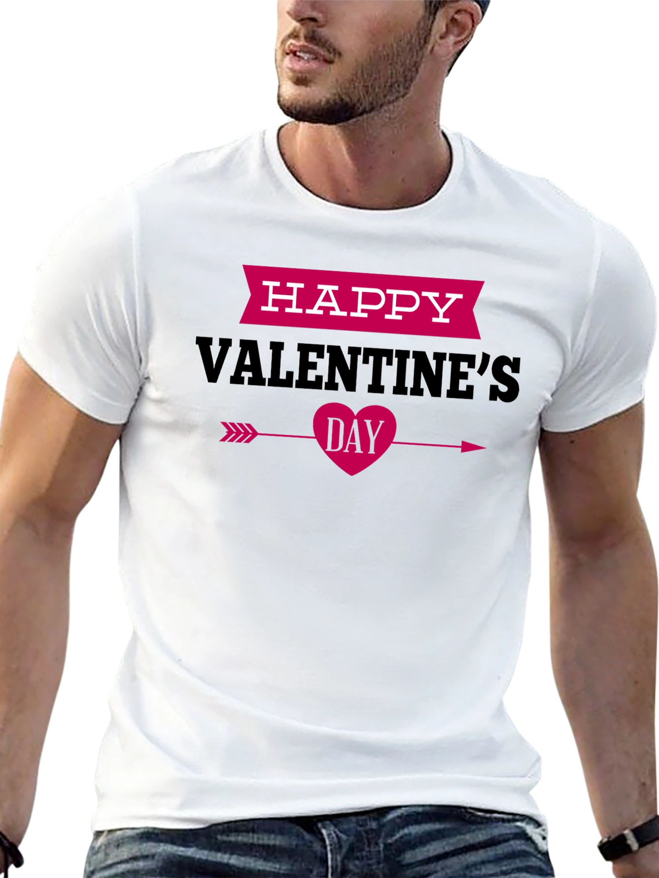 Happy Valentines Day Black Graphic Tee