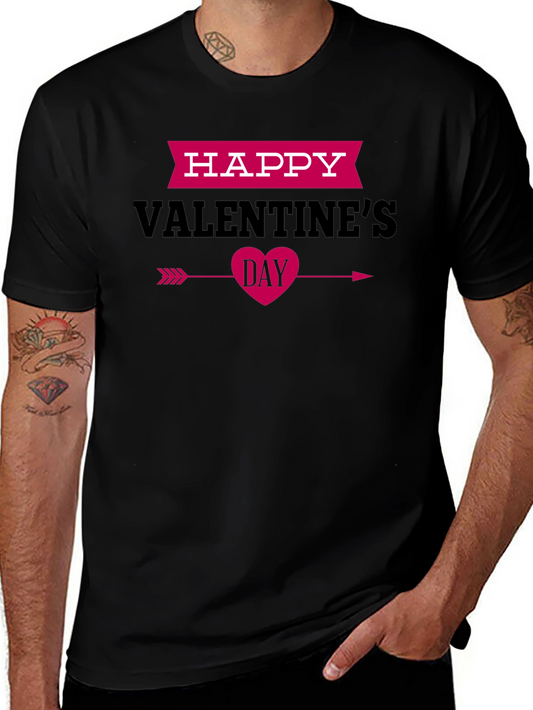 Happy Valentines Day Black Graphic Tee