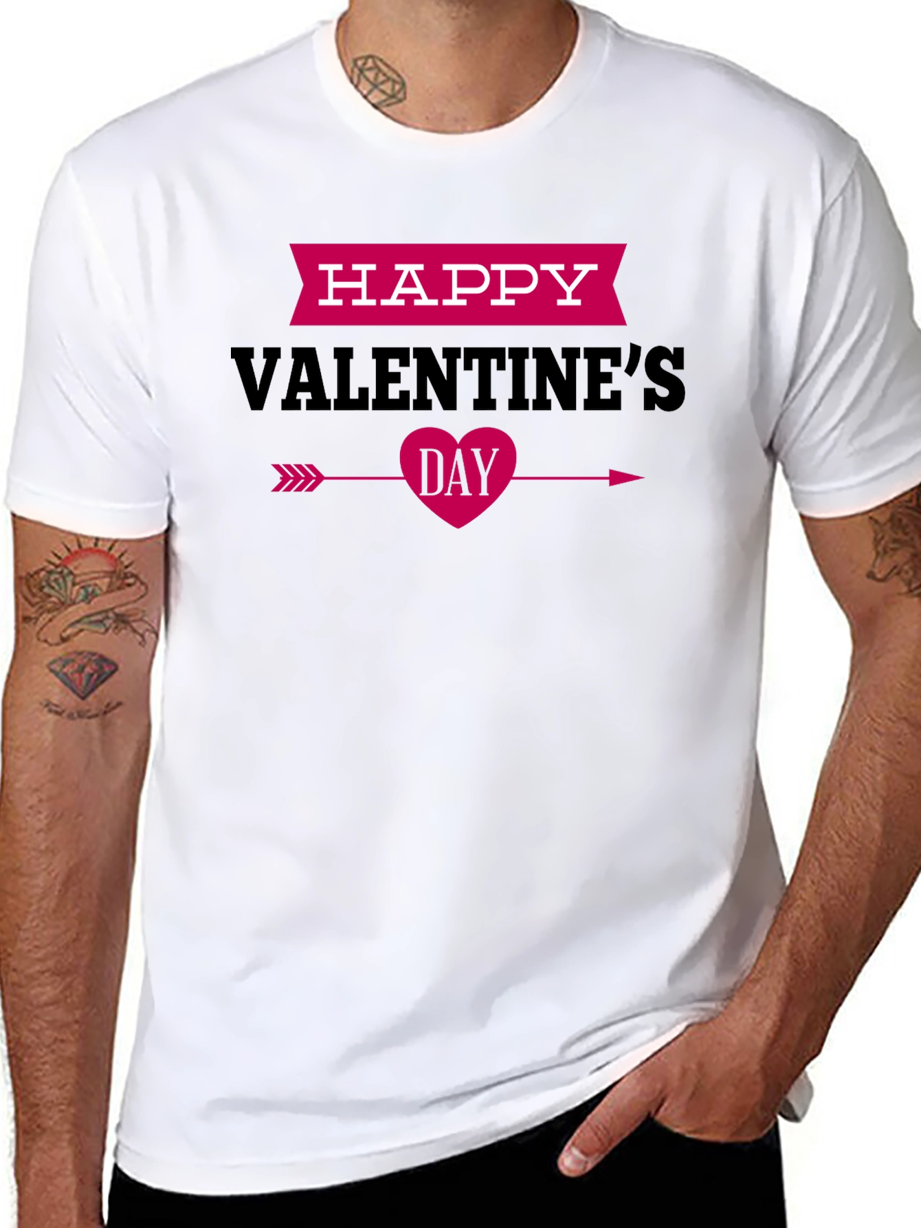Happy Valentines Day Black Graphic Tee