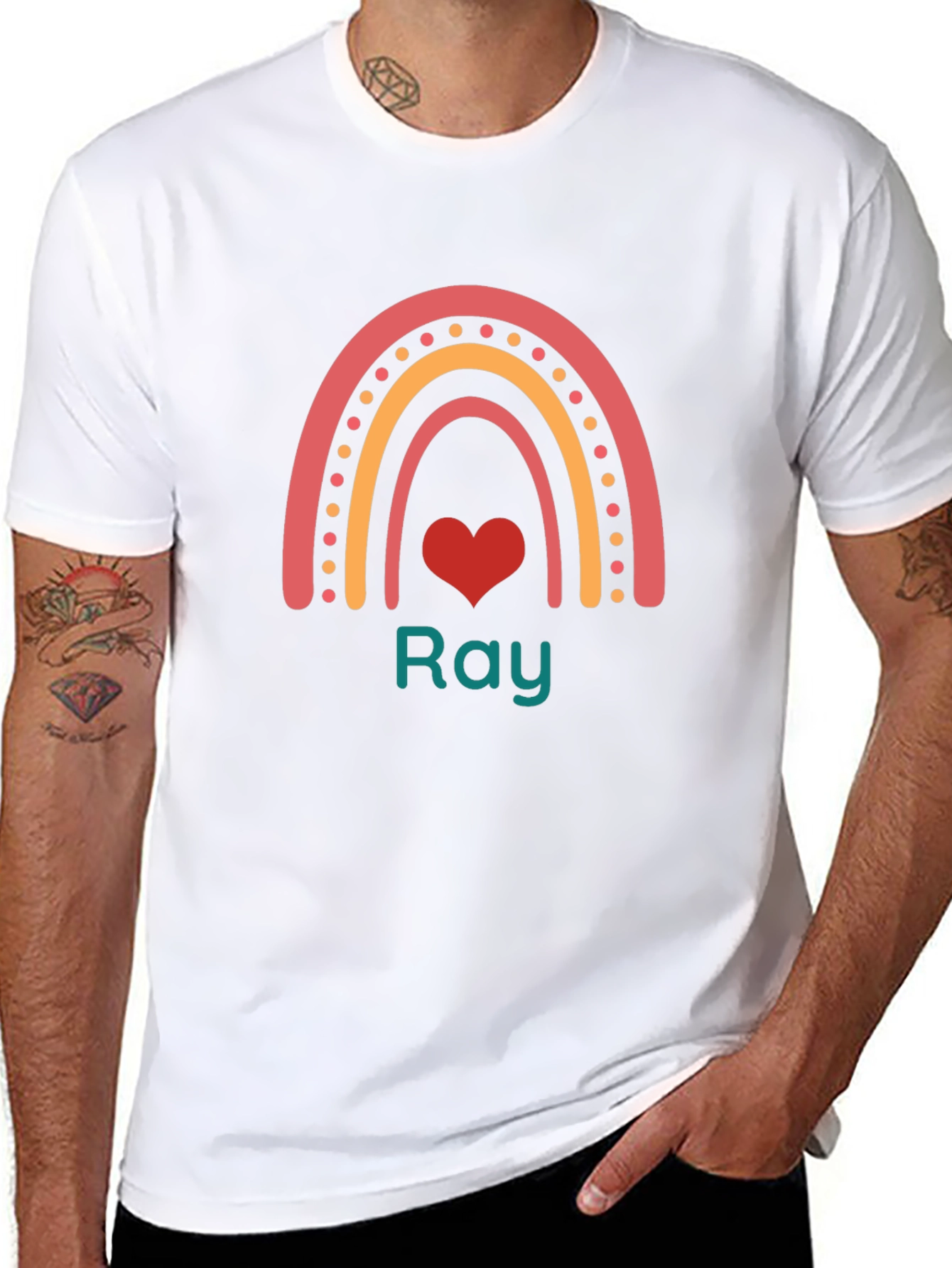 Rainbow Heart Personalized T-Shirt - Ray