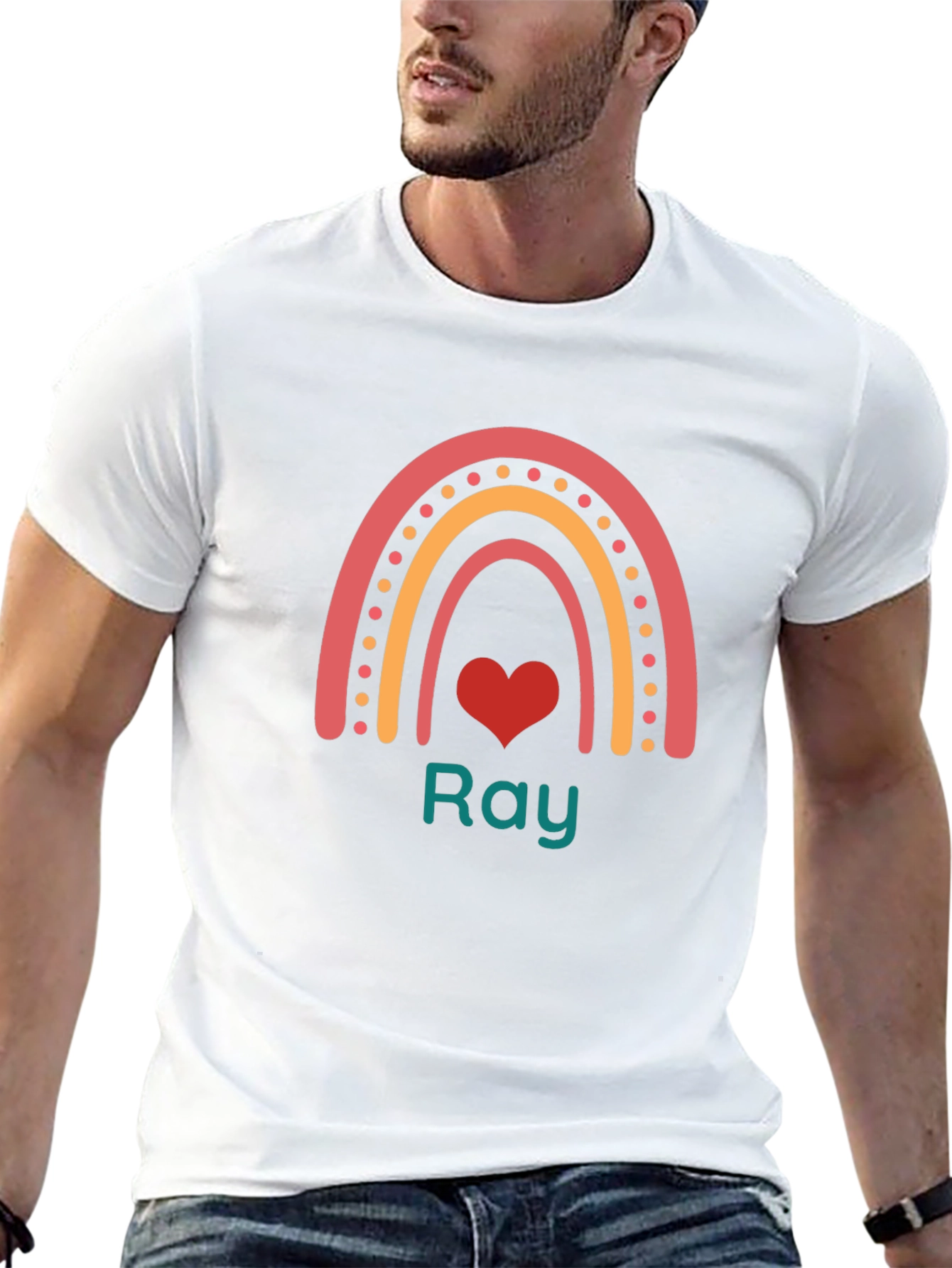 Rainbow Heart Personalized T-Shirt - Ray