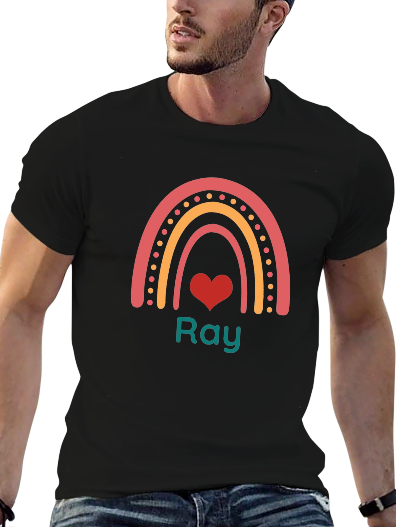 Rainbow Heart Personalized T-Shirt - Ray
