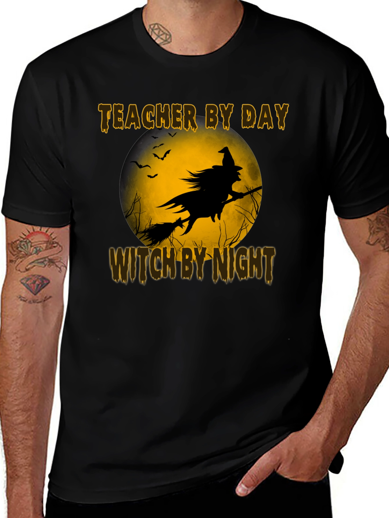 Teacher By Day Witch By Night Black T-Shirt