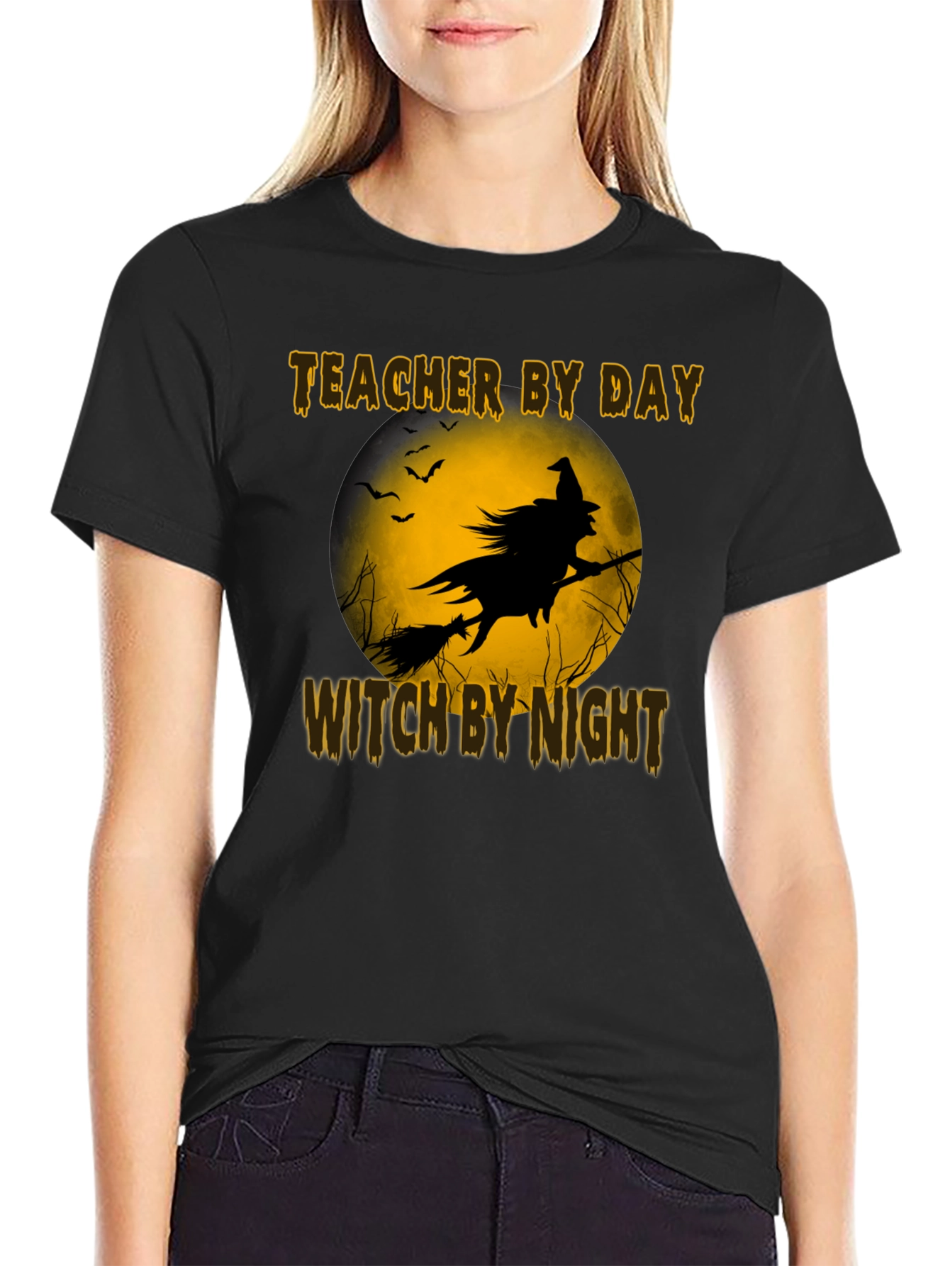 Teacher By Day Witch By Night Black T-Shirt