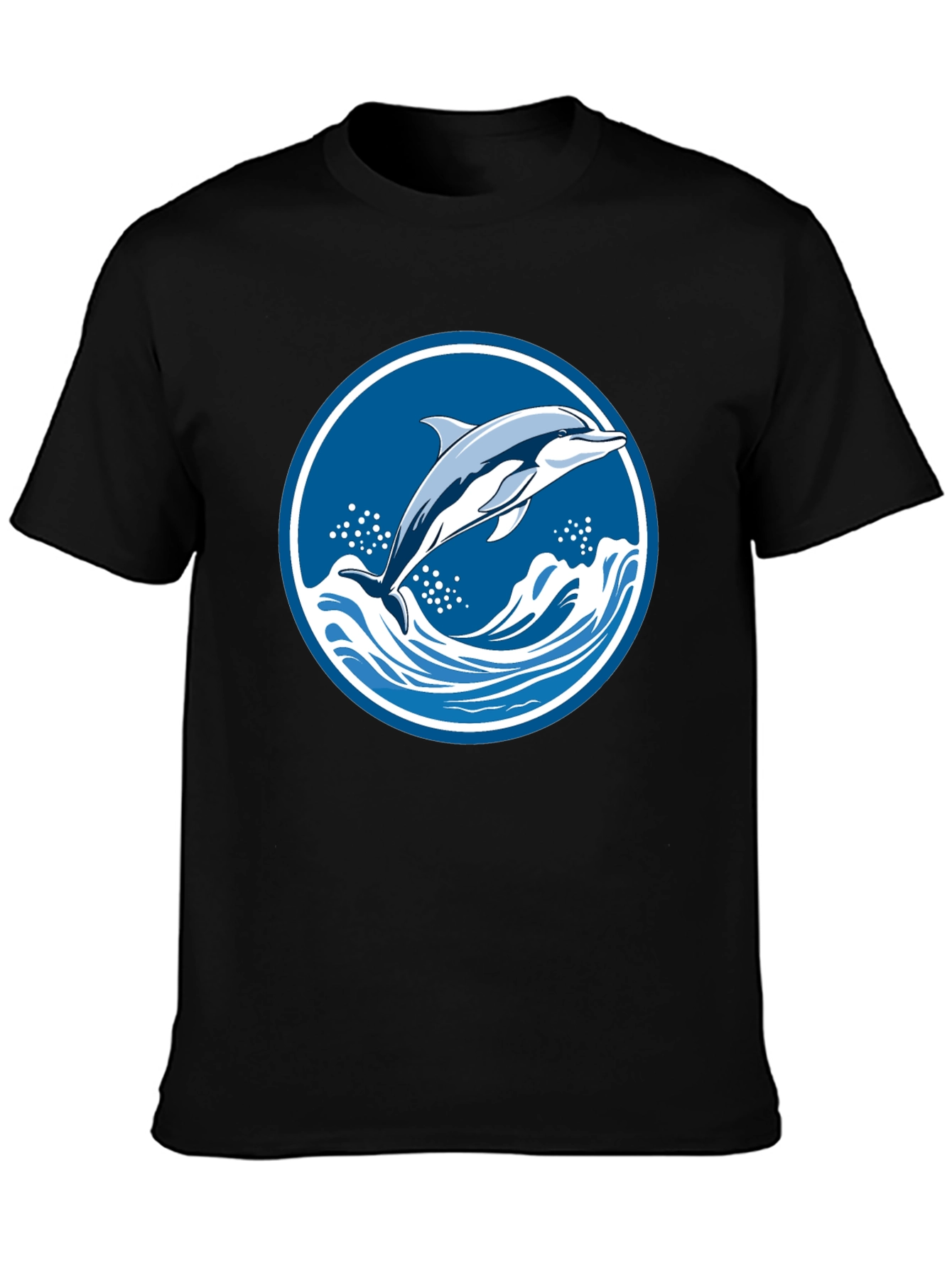 Dolphin Wave Graphic Tee - Black