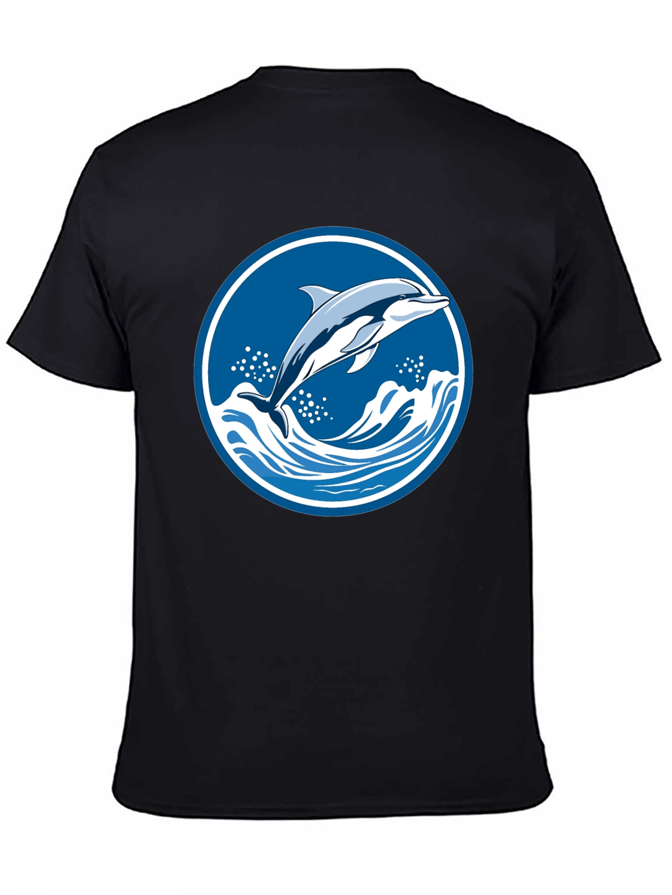 Dolphin Wave Graphic Tee - Black