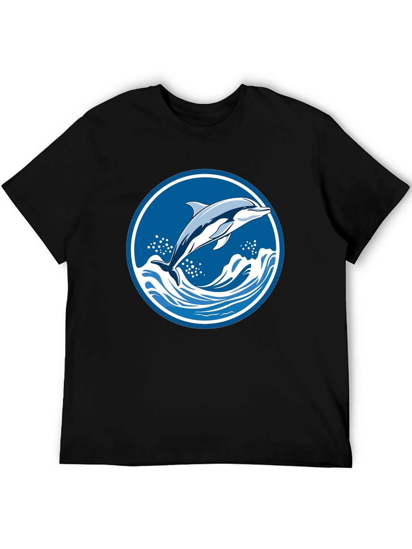 Dolphin Wave Graphic Tee - Black
