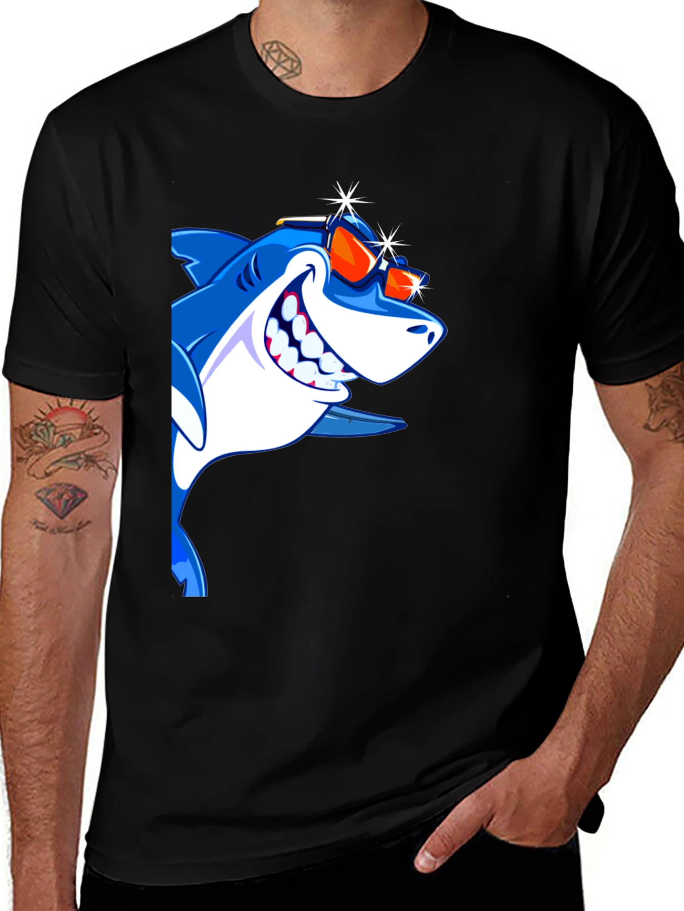 Cool Shark Graphic Tee - Mens Black T-Shirt