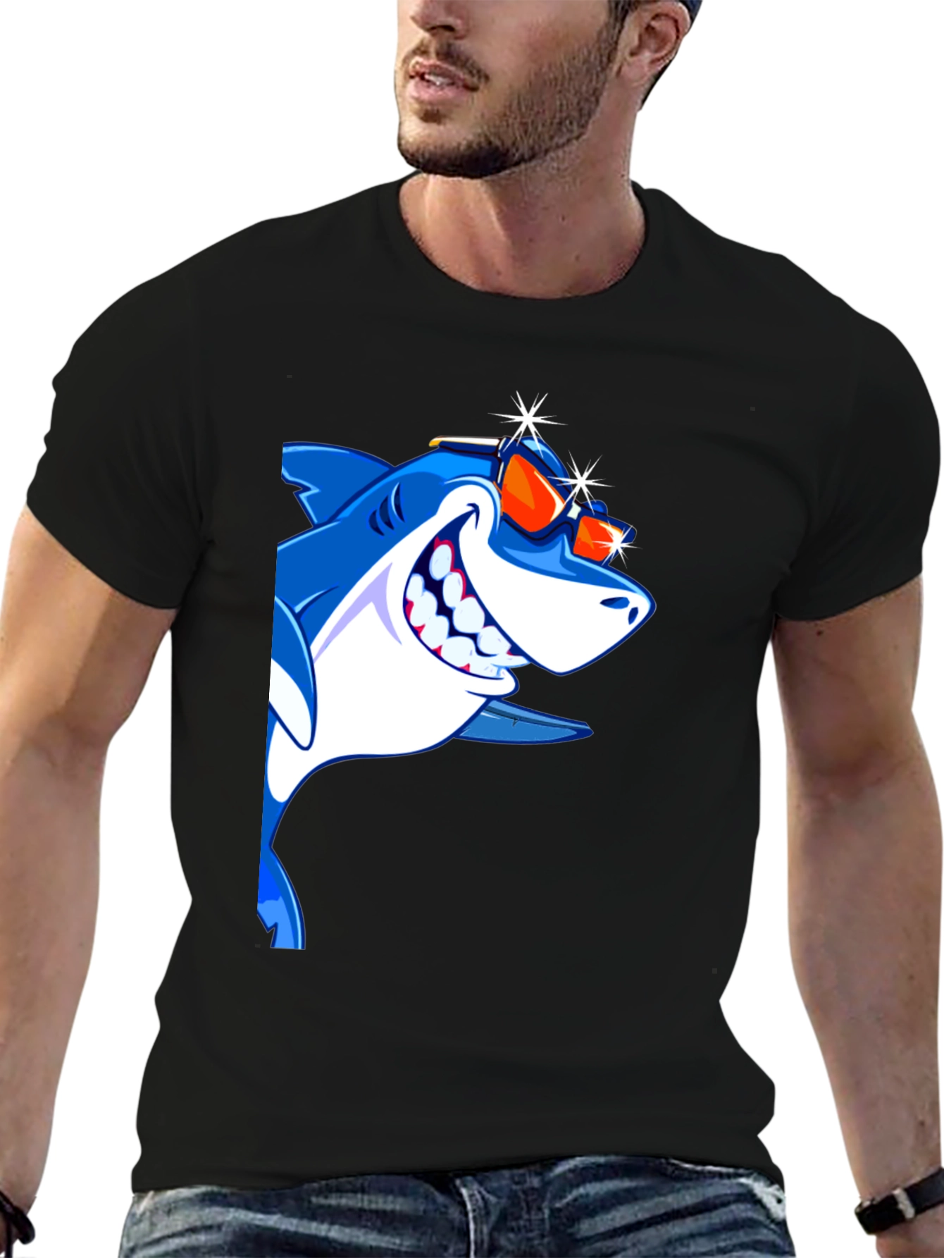 Cool Shark Graphic Tee - Mens Black T-Shirt