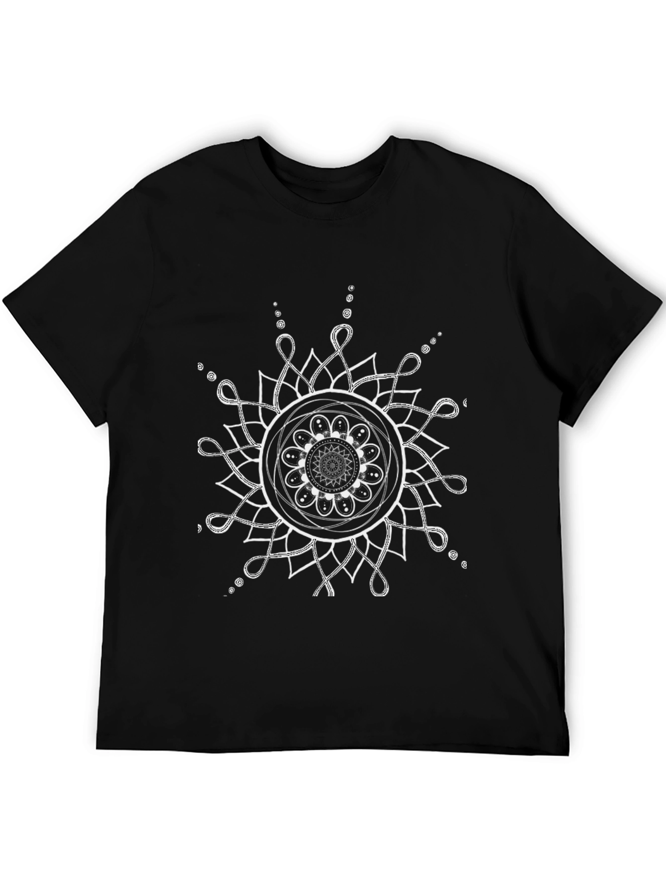 Geometric Mandala Graphic Tee - Casual Black T-Shirt