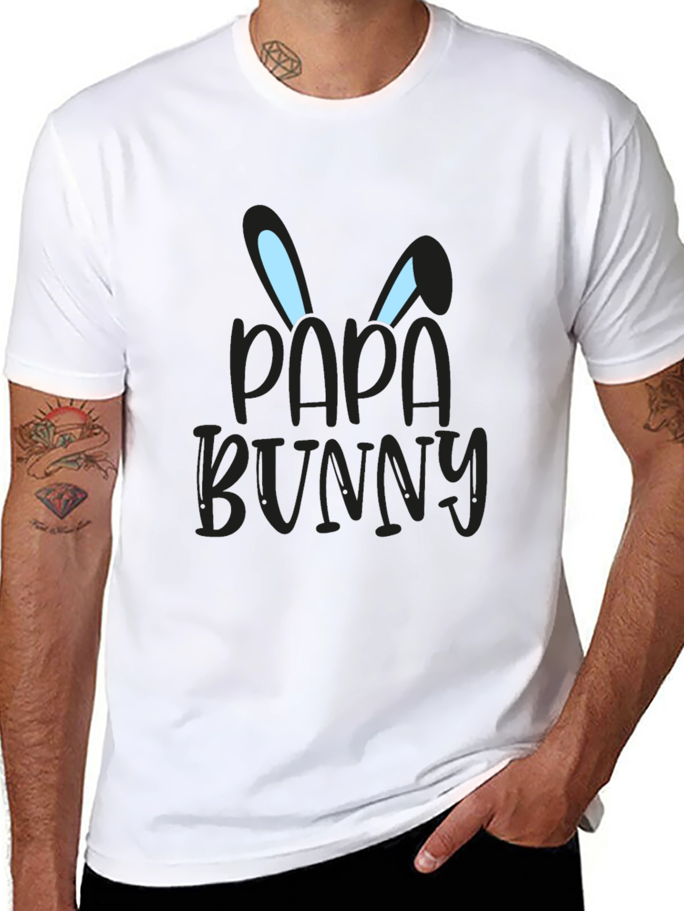 Papa Bunny Graphic Tee - Easter Holiday Apparel