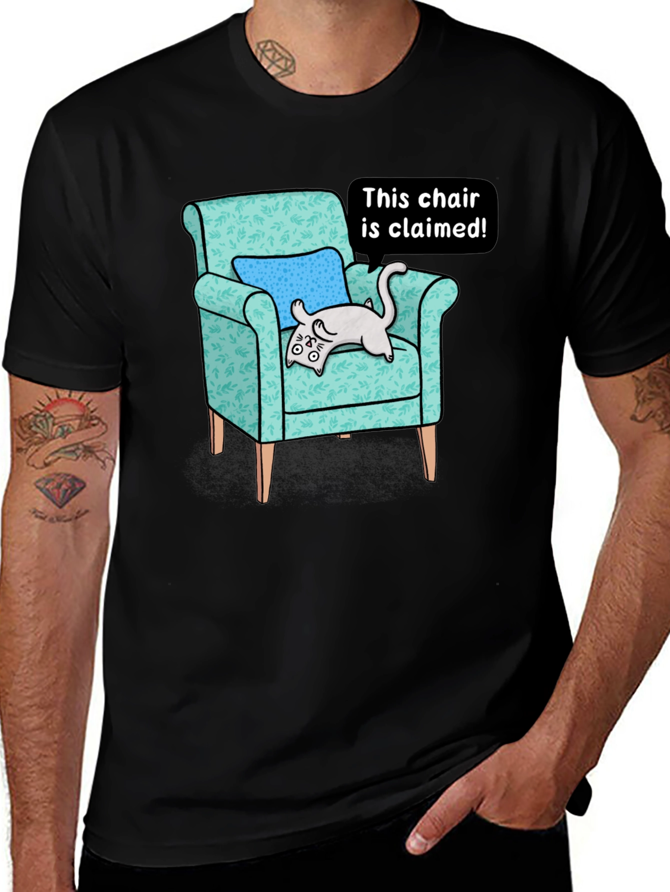 Claimed Chair Cat Graphic Tee - Unisex Black T-Shirt