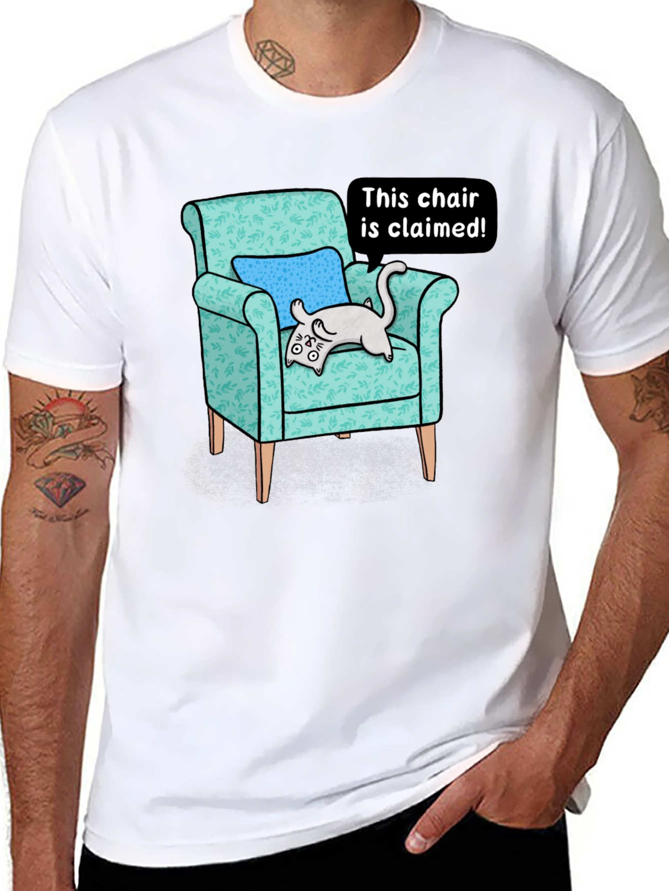 Claimed Chair Cat Graphic Tee - Unisex Black T-Shirt