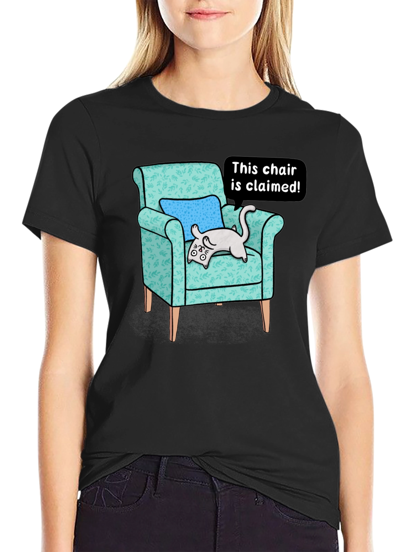Claimed Chair Cat Graphic Tee - Unisex Black T-Shirt