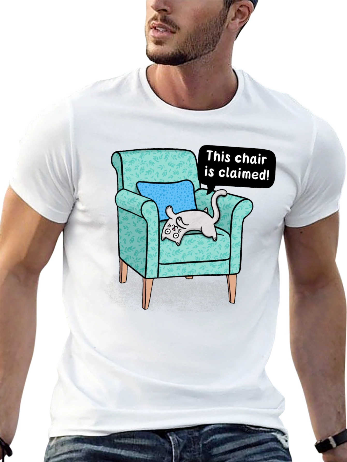 Claimed Chair Cat Graphic Tee - Unisex Black T-Shirt