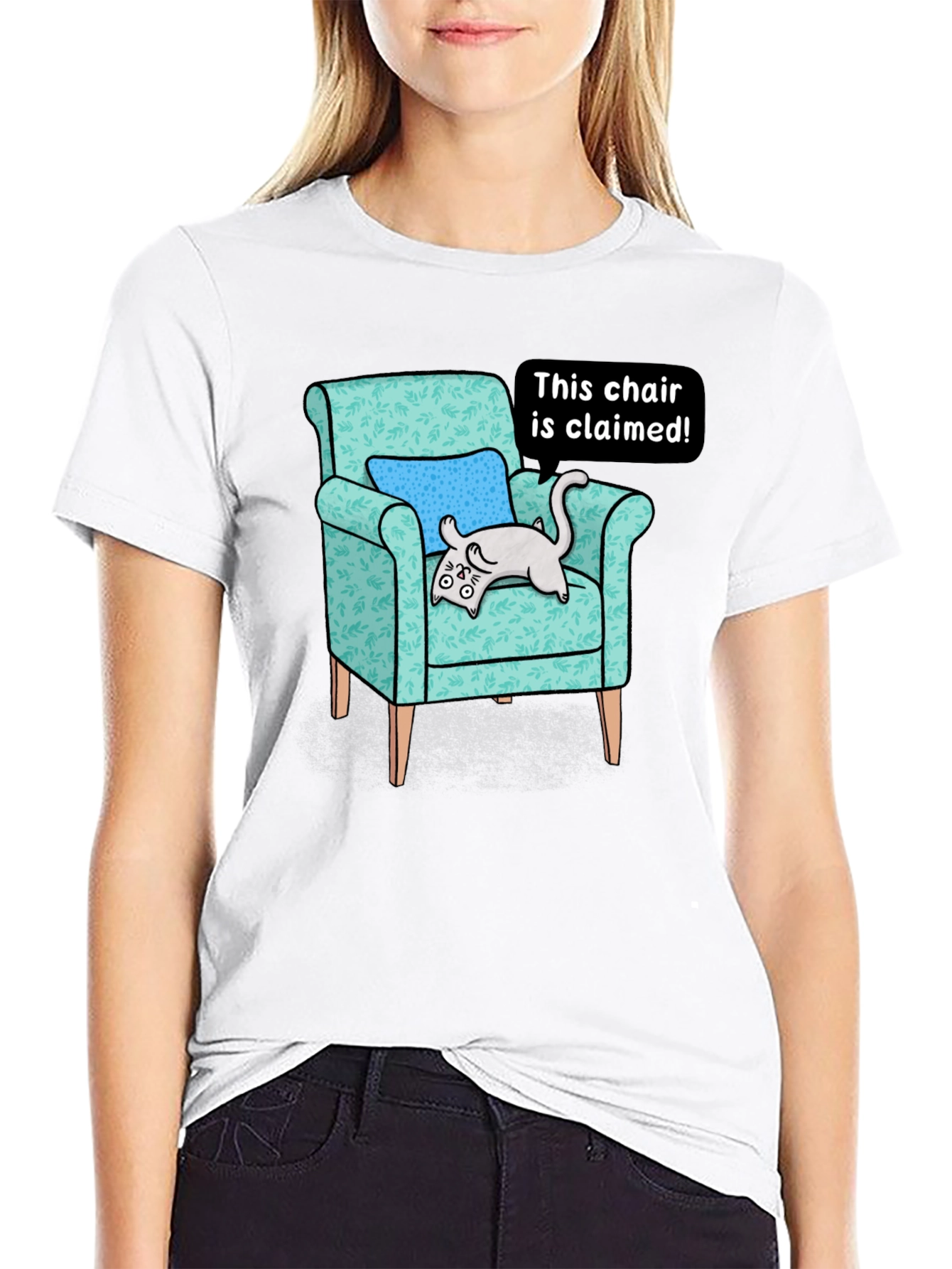 Claimed Chair Cat Graphic Tee - Unisex Black T-Shirt