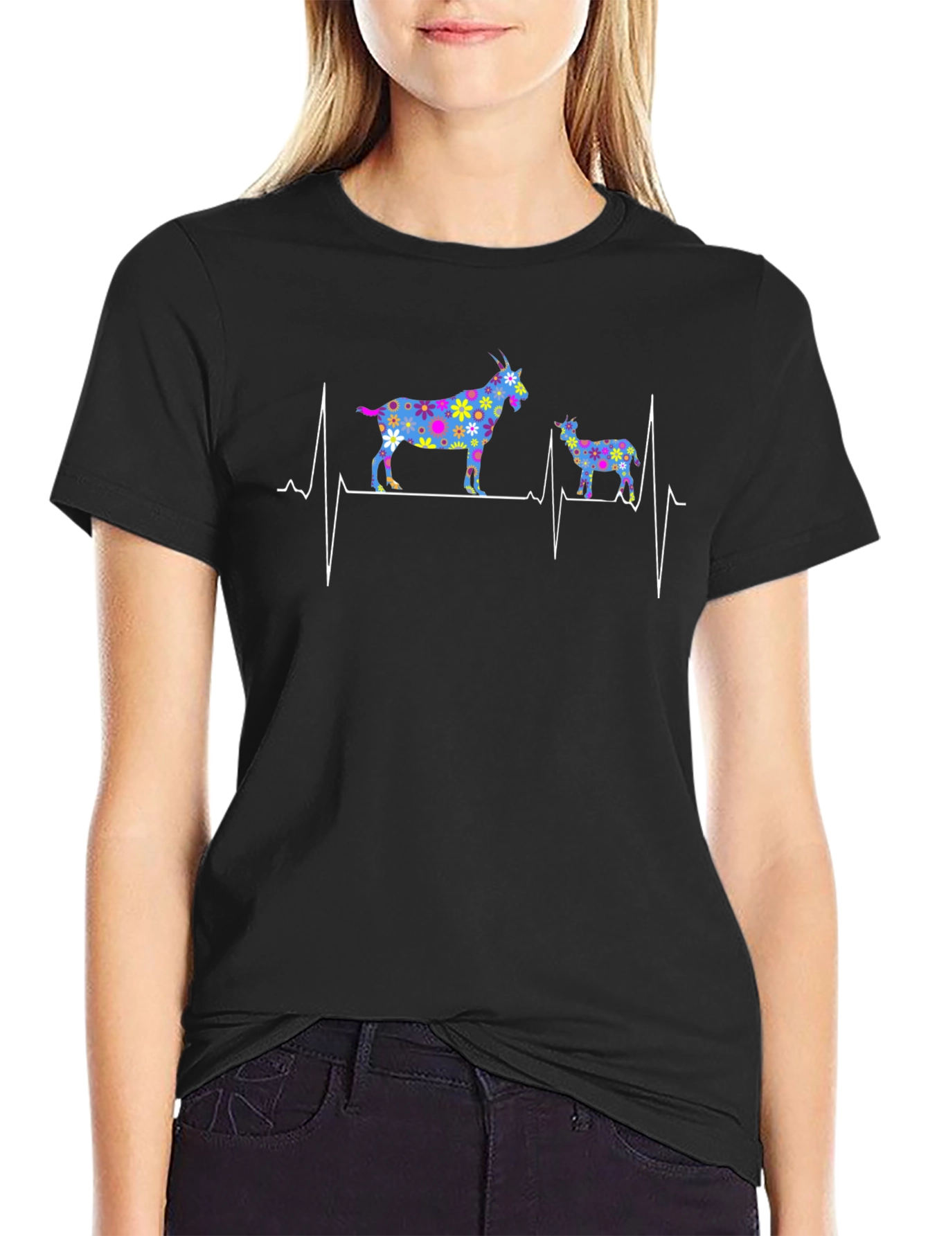 Goat Heartbeat T-Shirt - Novelty Animal Tee