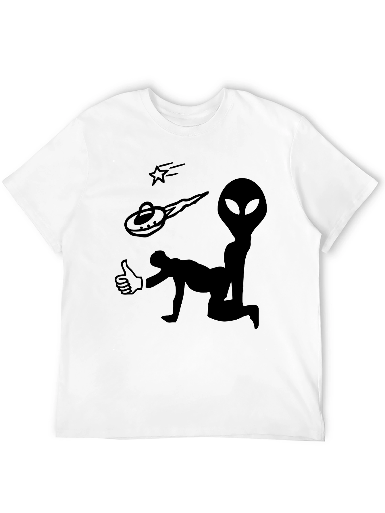 Alien Abduction Graphic Tee - Black Cotton T-Shirt