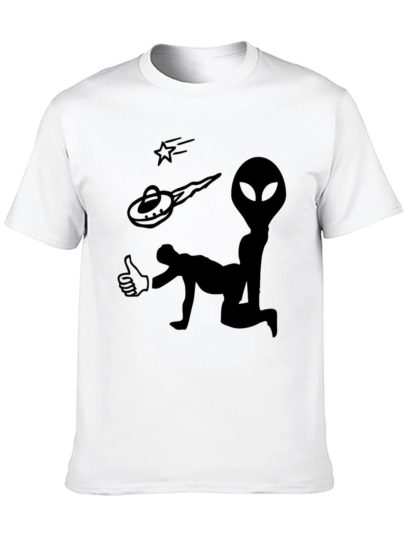 Alien Abduction Graphic Tee - Black Cotton T-Shirt
