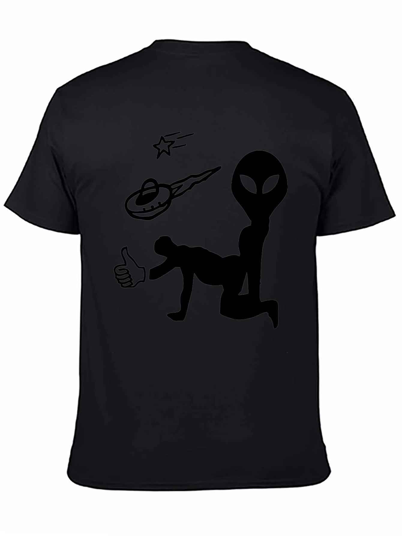 Alien Abduction Graphic Tee - Black Cotton T-Shirt