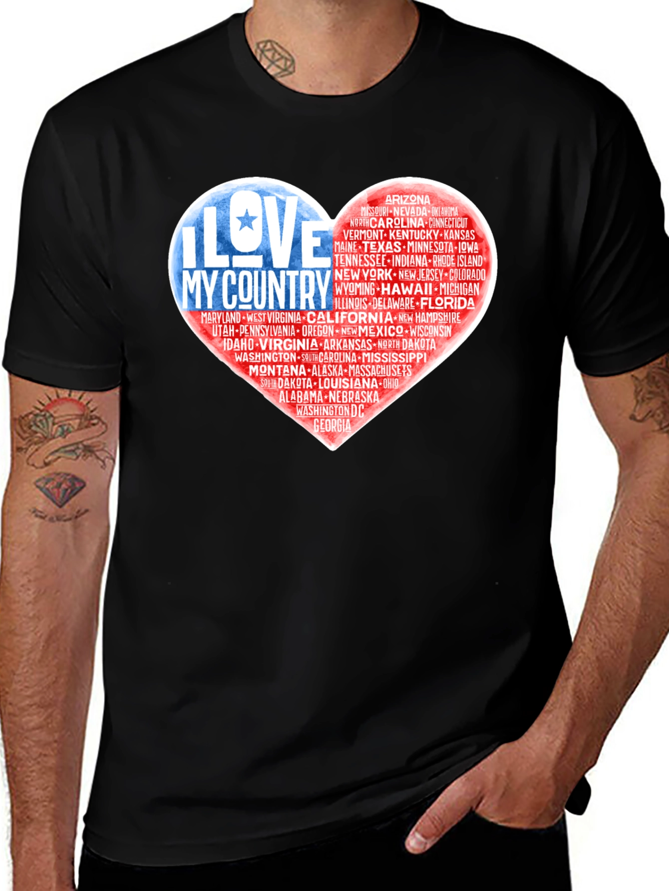 I Love My Country States Heart T-Shirt