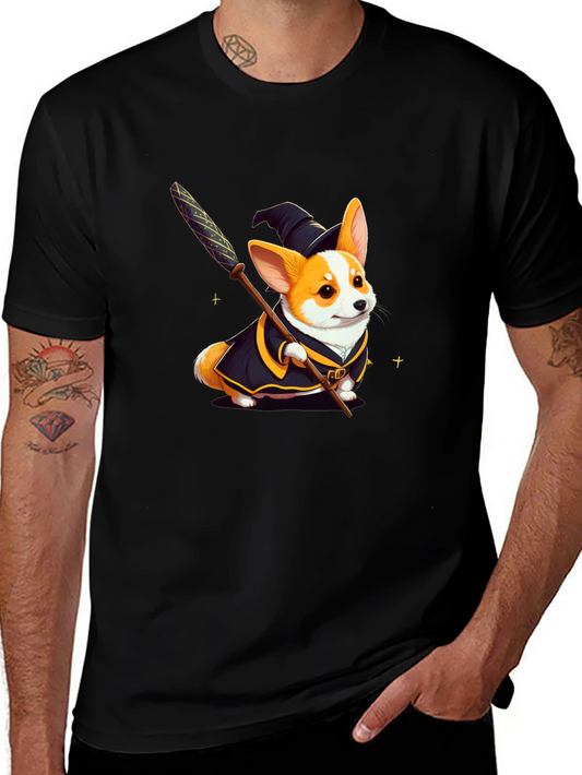 Wizard Corgi Graphic Tee - Black T-Shirt
