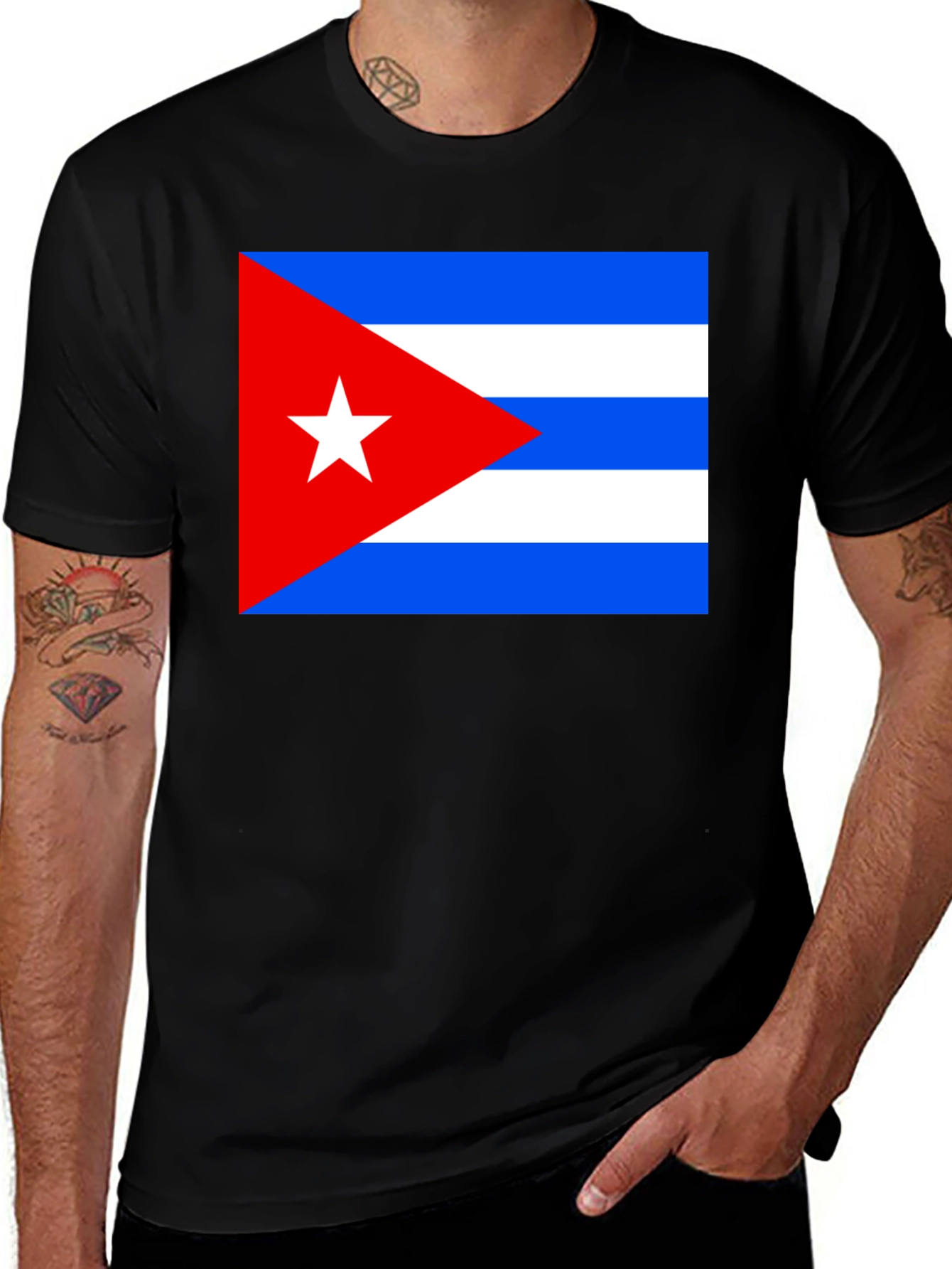 Cuba Flag T-Shirt - Black Cotton Tee