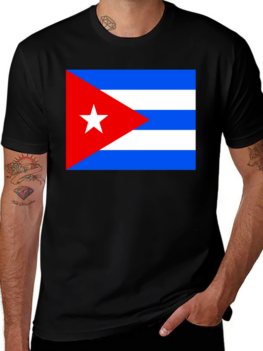 Cuba Flag T-Shirt - Black Cotton Tee