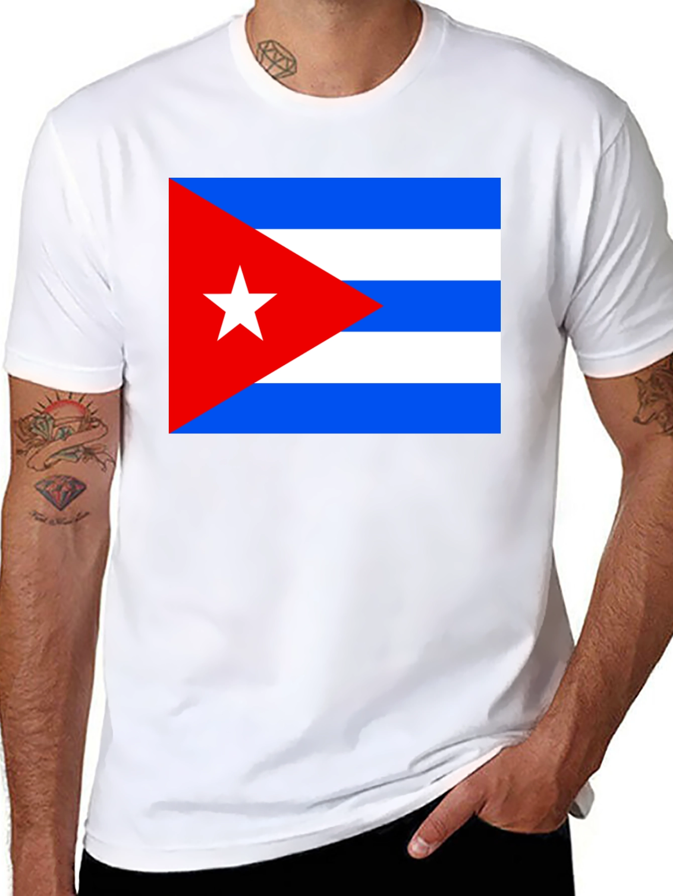 Cuba Flag T-Shirt - Black Cotton Tee