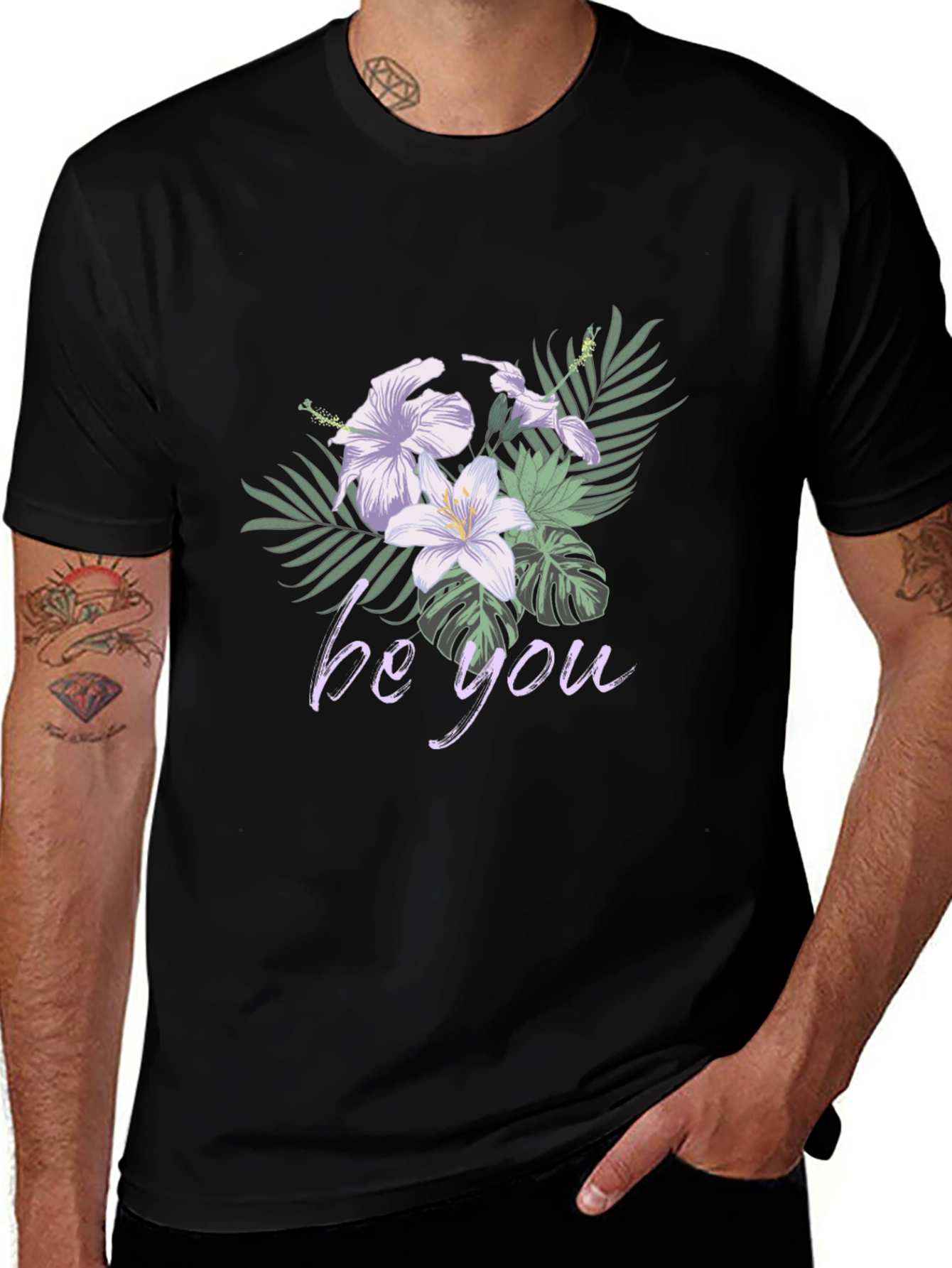 Floral Be You Black Graphic Tee